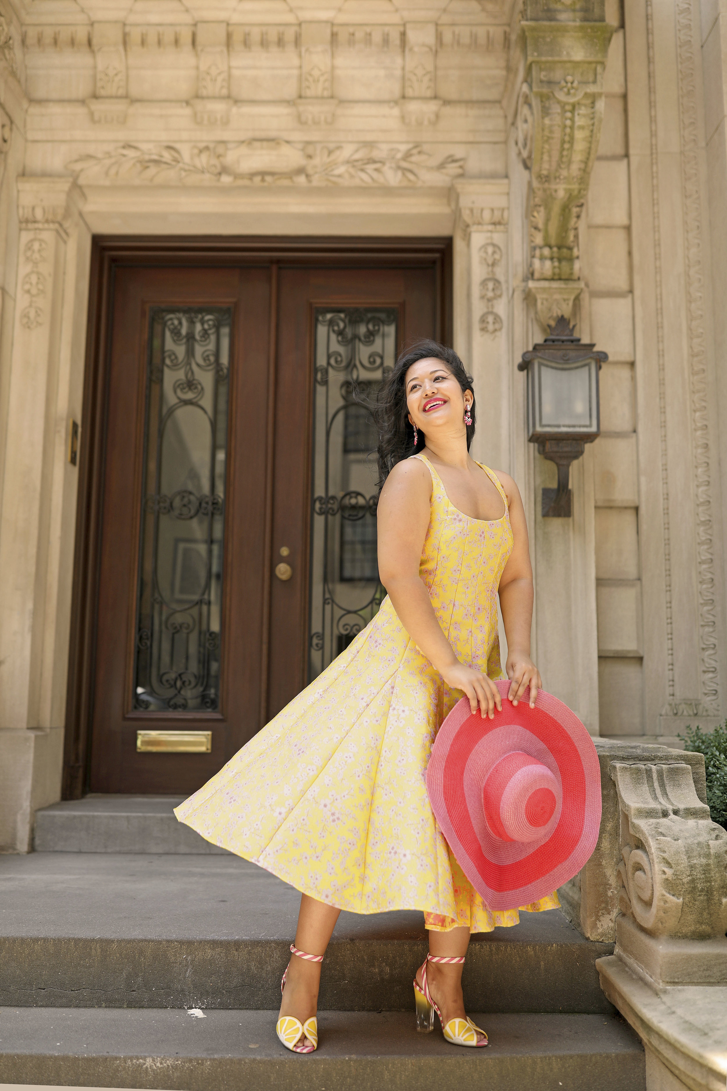 Wedding guest dress- bold yellow midi dress