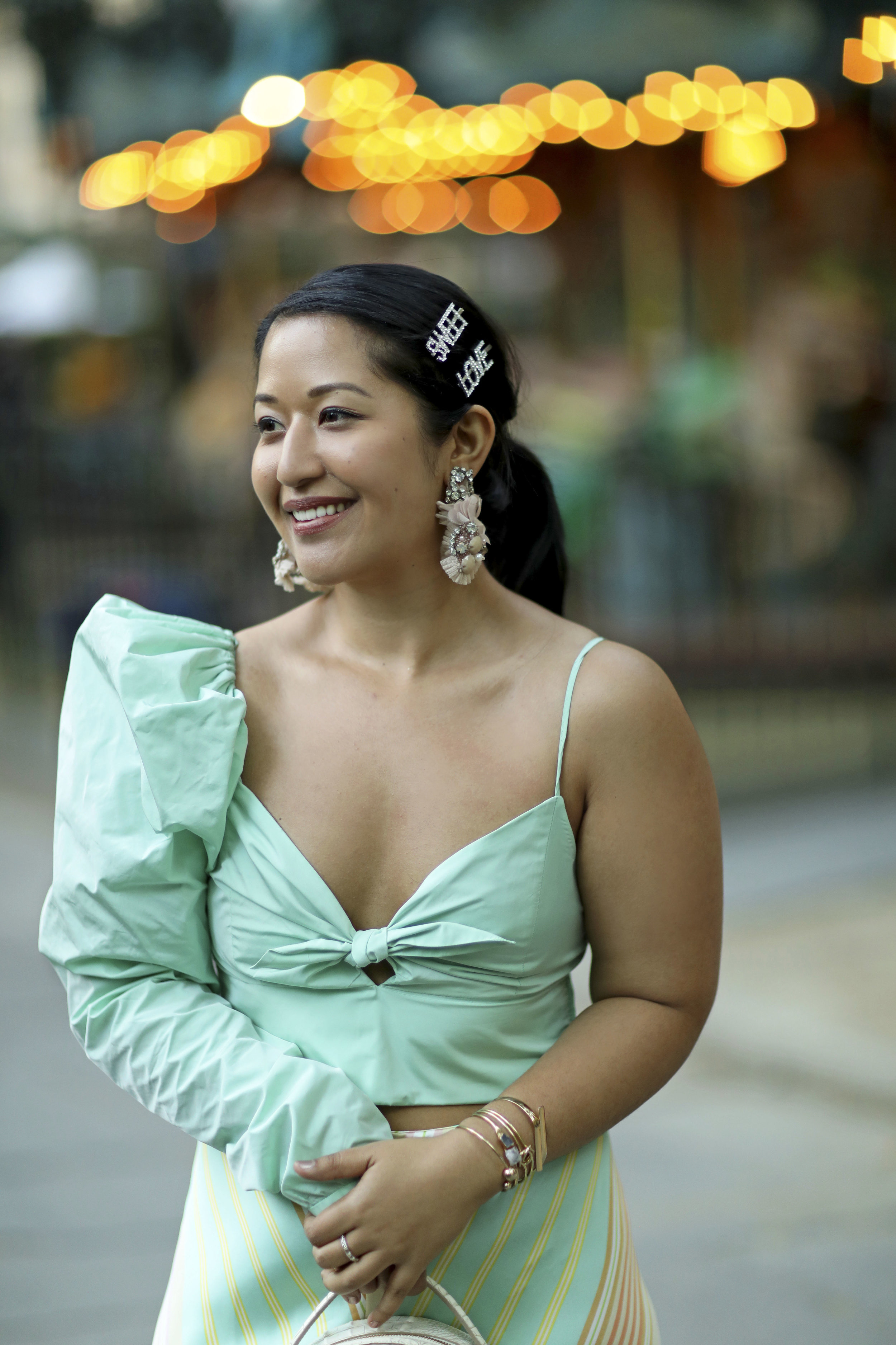 Wedding Guest Outfit- Slip Skirt and one shoulder top