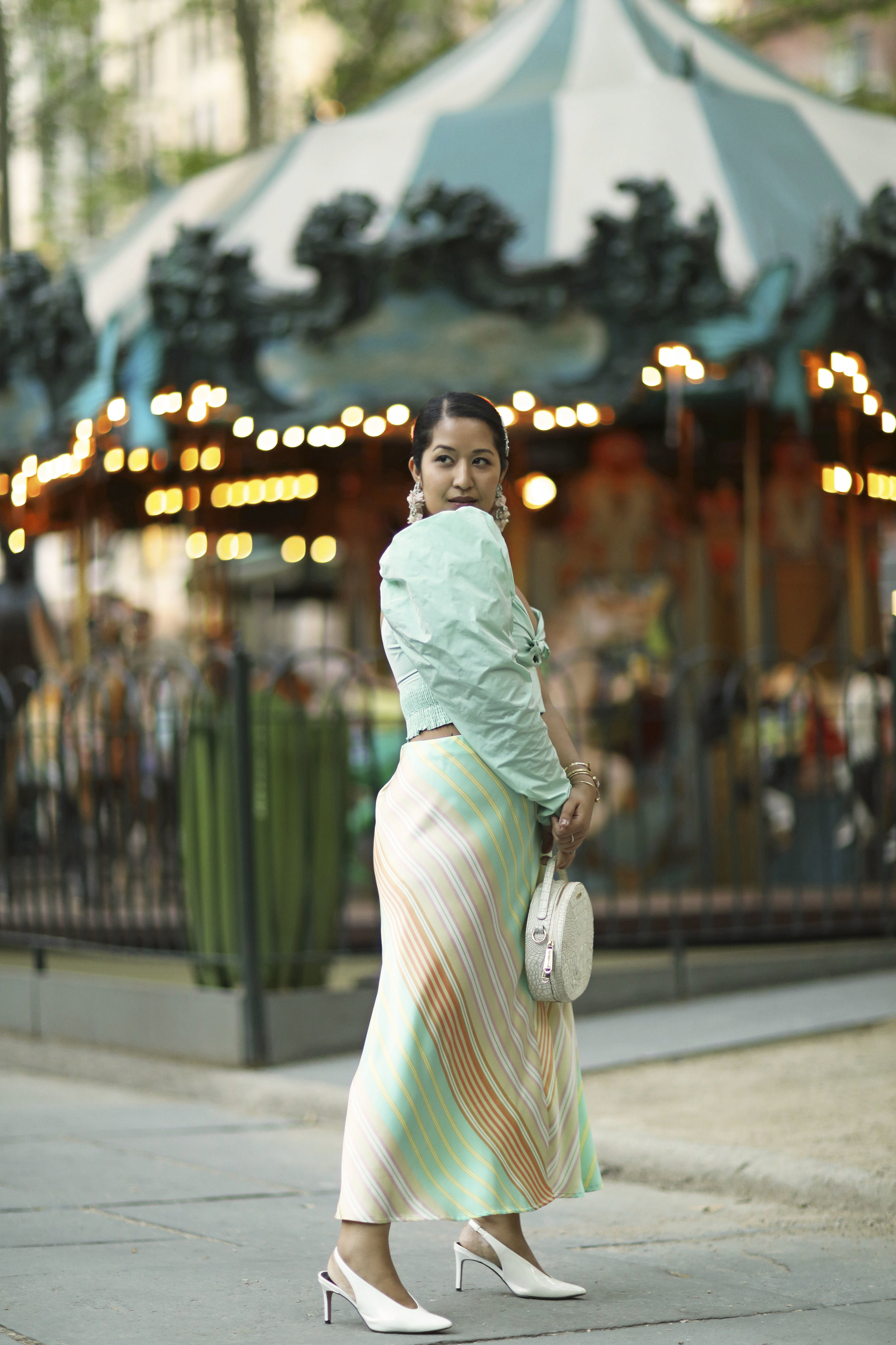 Wedding Guest Outfit- Slip Skirt and one shoulder top