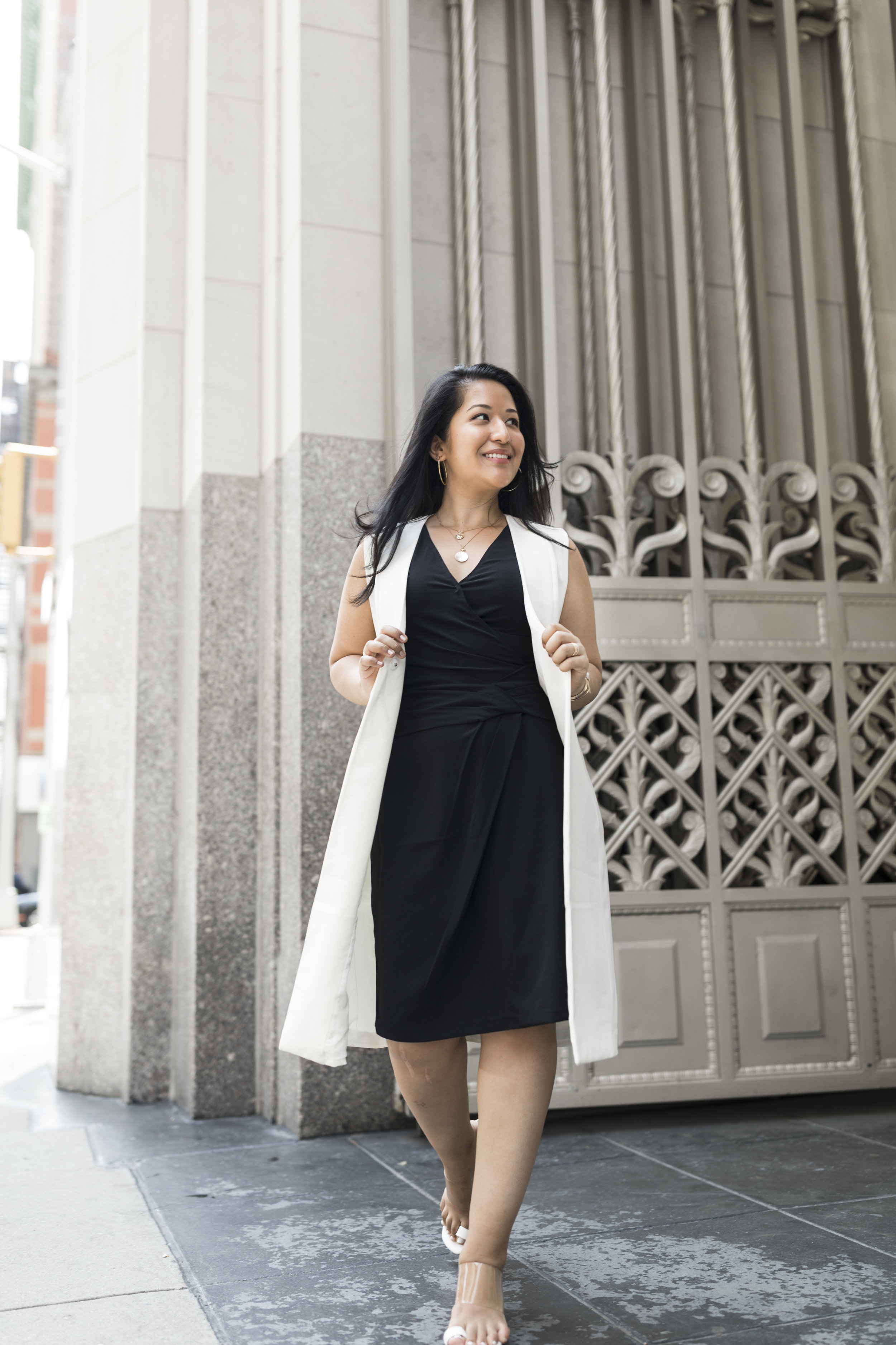 White Long Blazer Vest