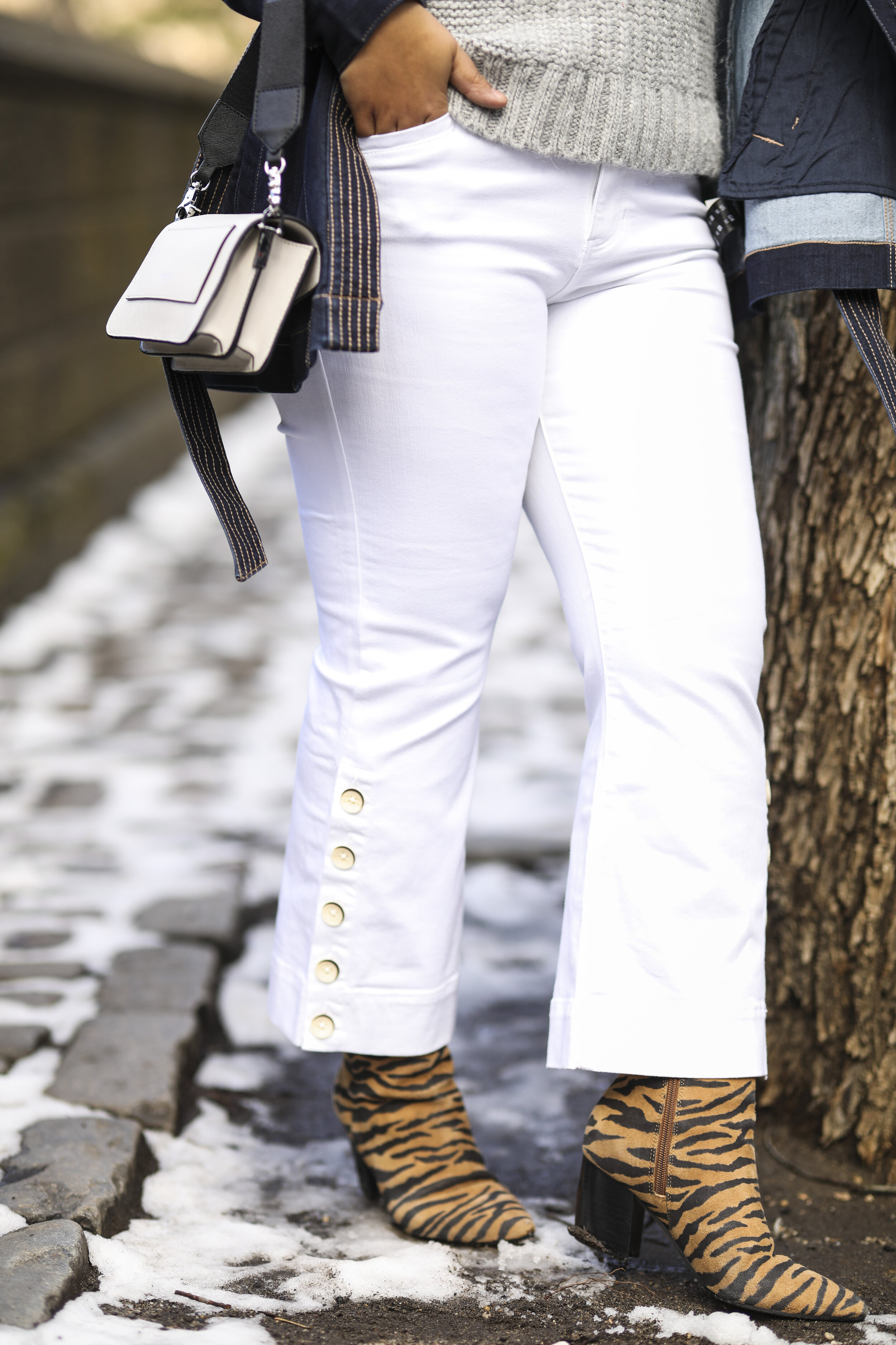 White Jeans Liverpool Crop Flare Jeans
