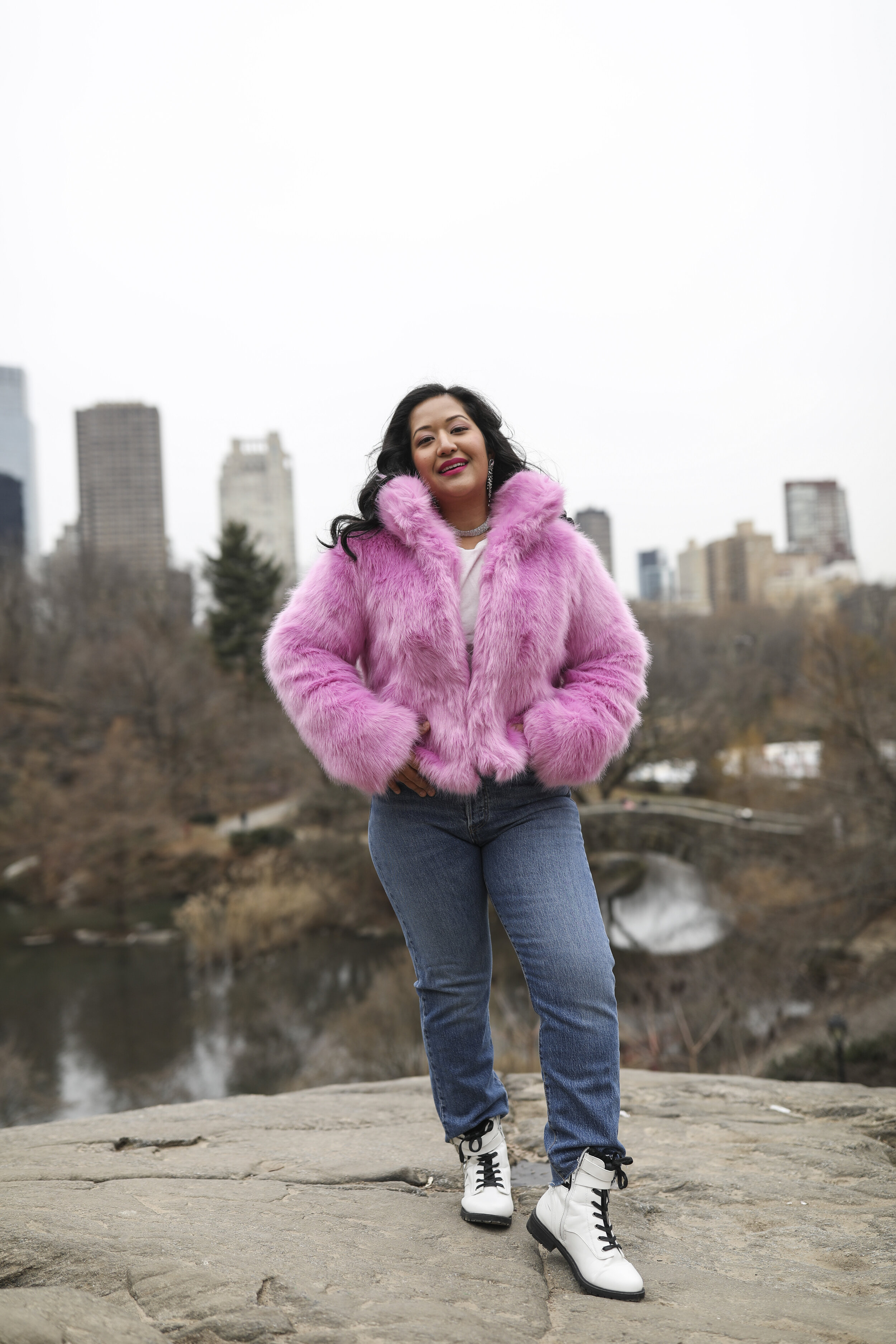 Pink Faux Fur Coat