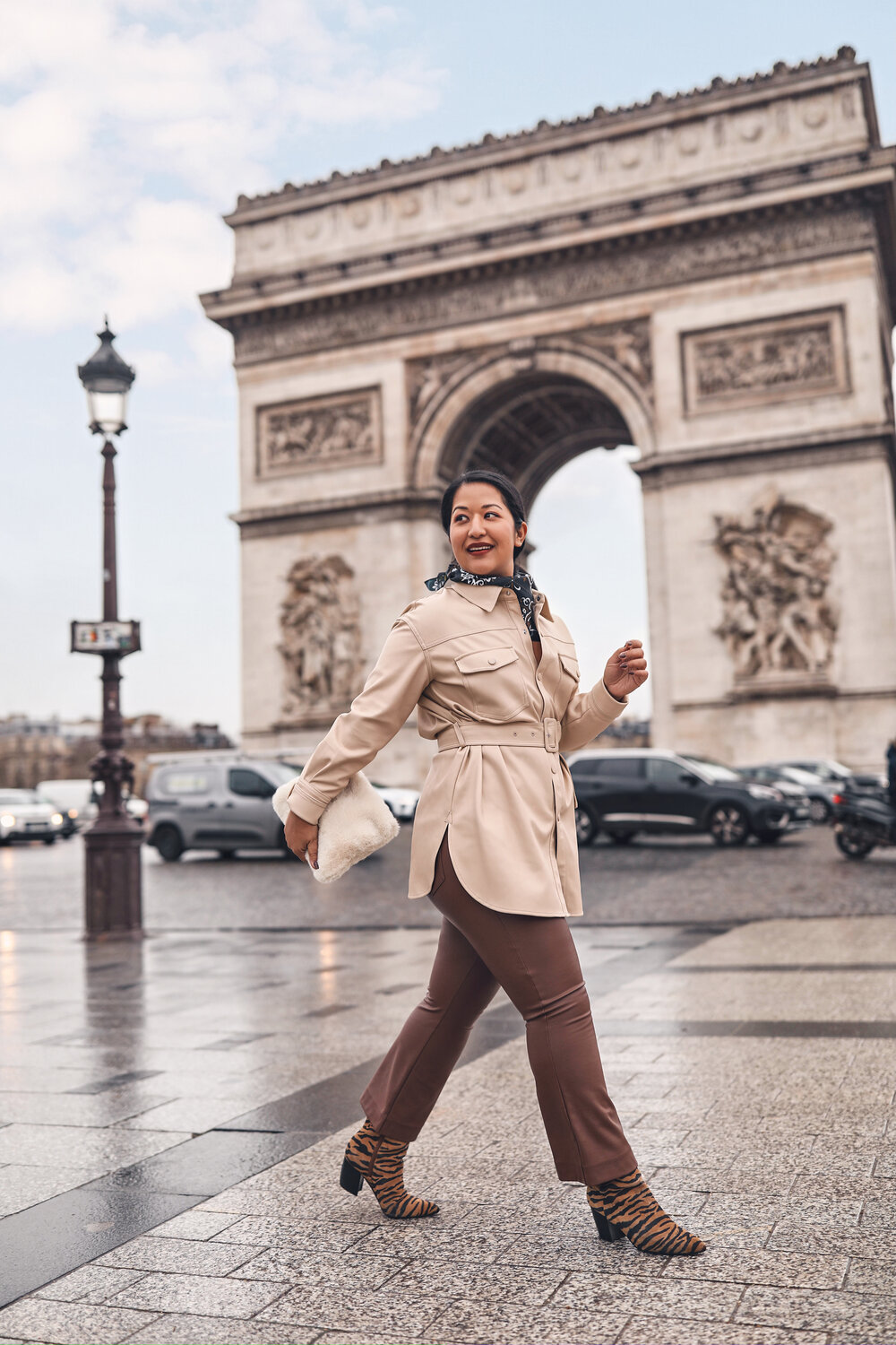 Arc de Triomphe- Paris Instagramable Photo Location – Leather Pants and Leather button up