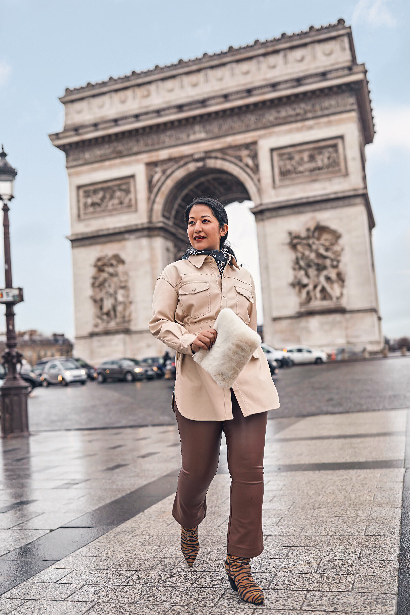 Arc de Triomphe- Paris Instagramable Photo Location – Leather Pants and Leather button up