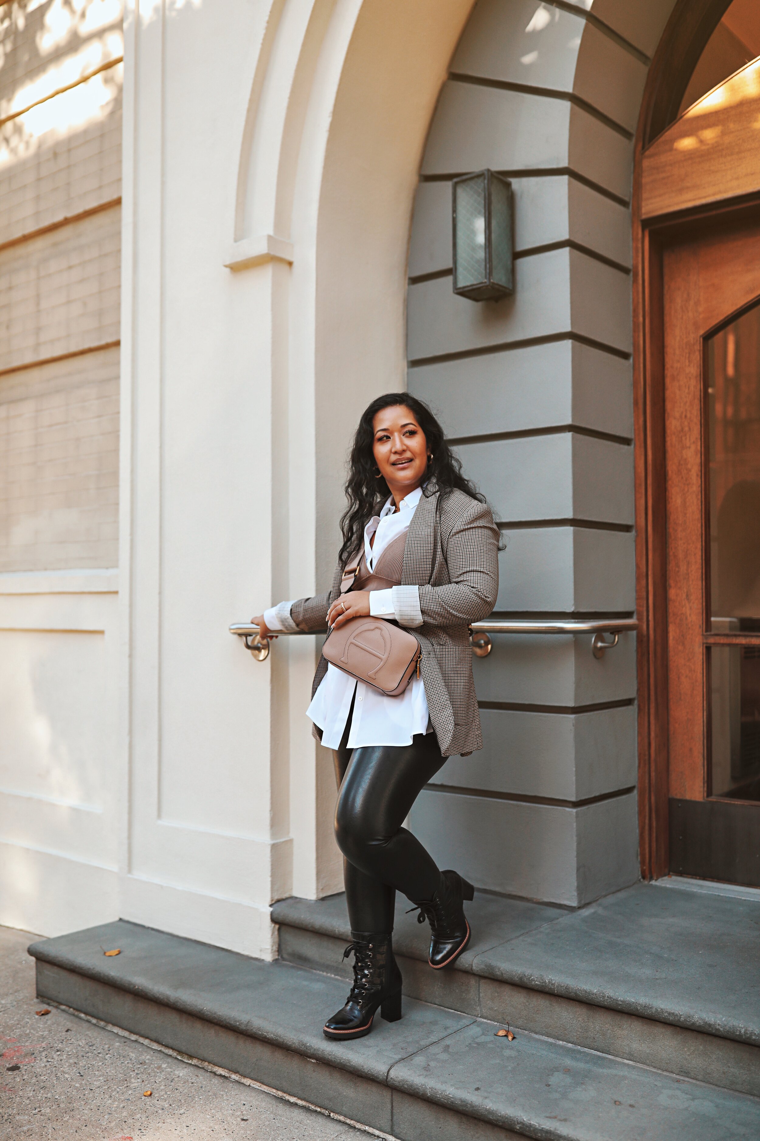 8 Ways to Style a White Shirt- Knit tank layering with blazer