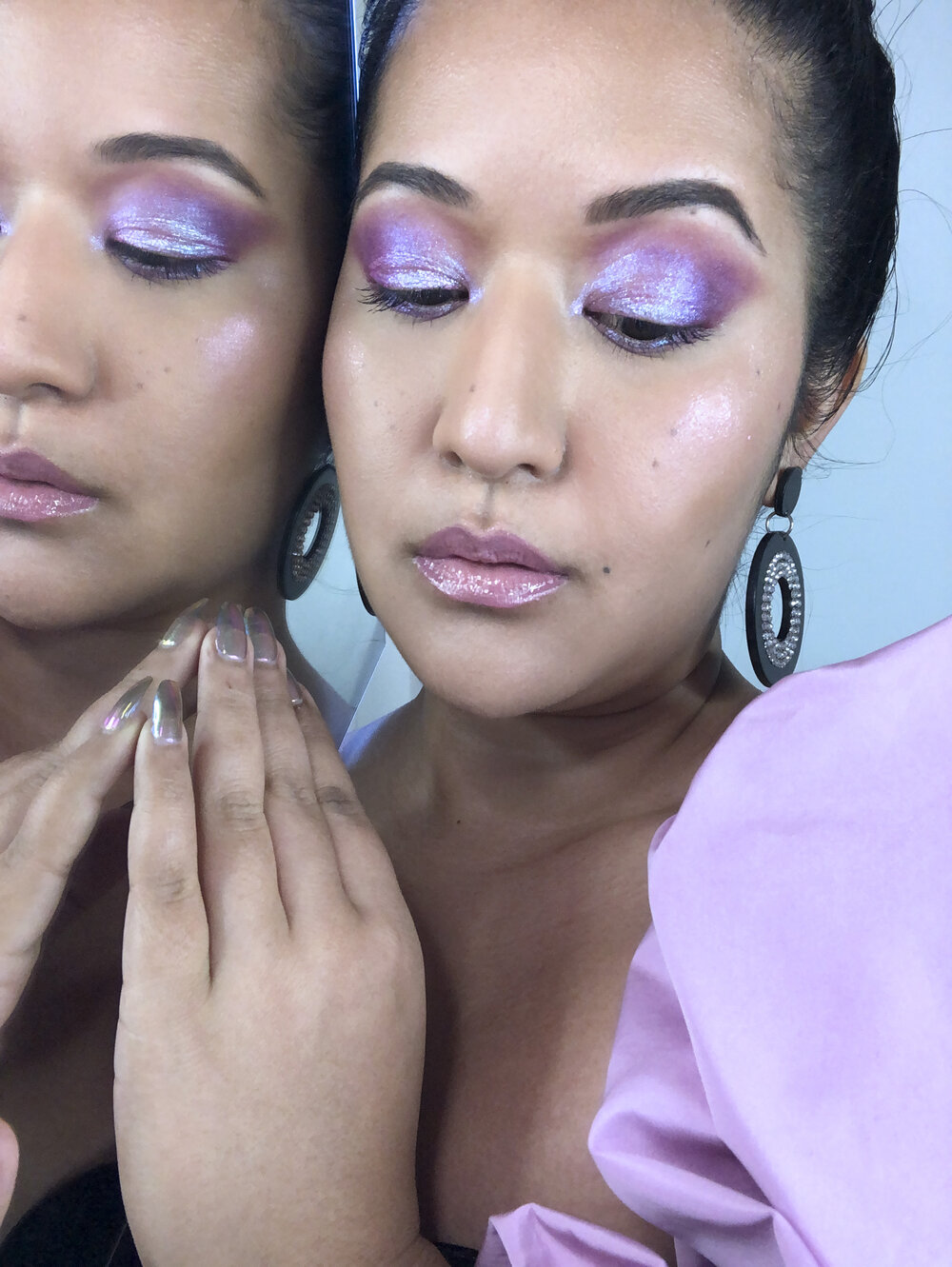 Valentine's Day Makeup - Holographic Purple Eye makeup