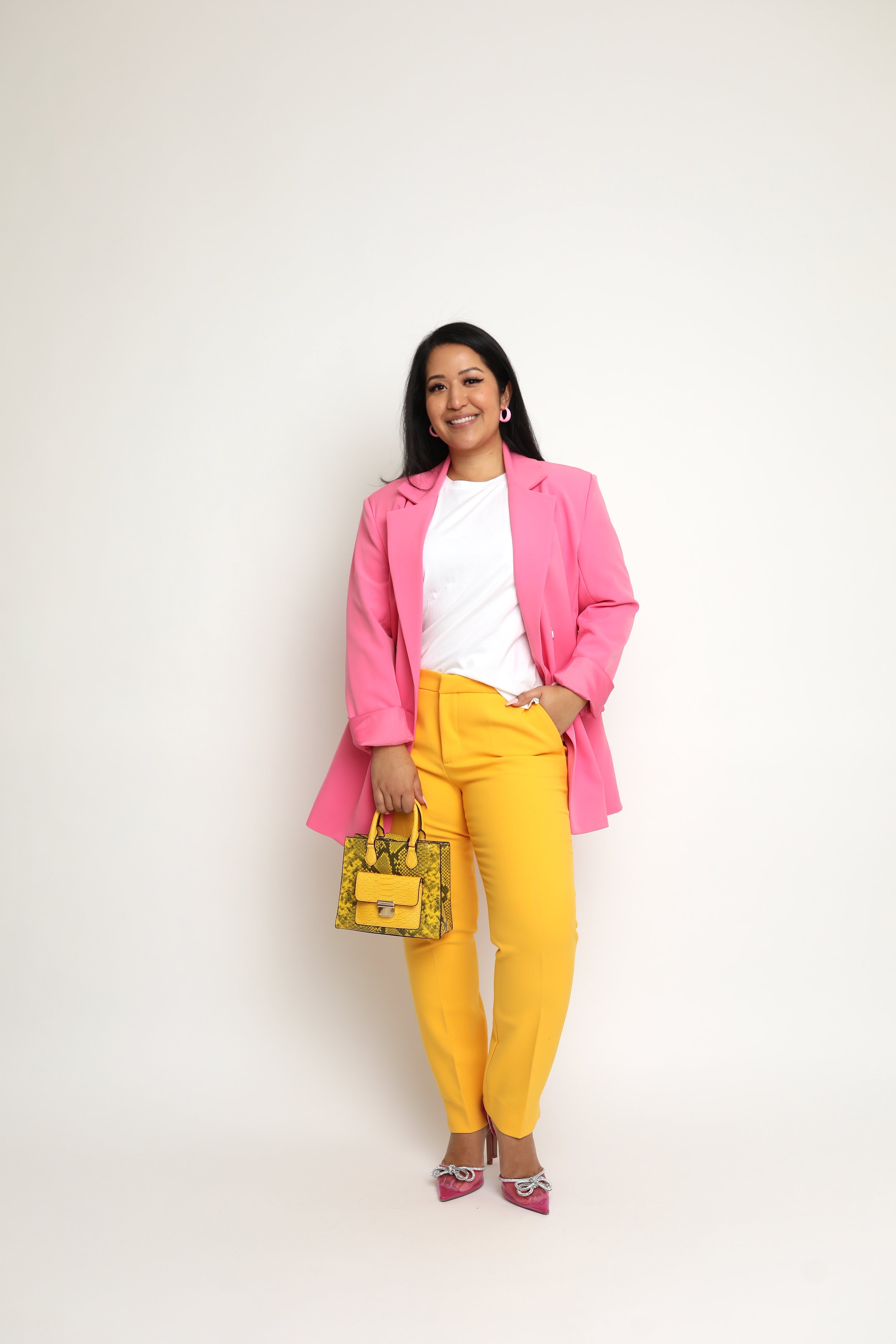 Yellow and pink Color block outfits: How to wear the colorful dopamine dressing trend