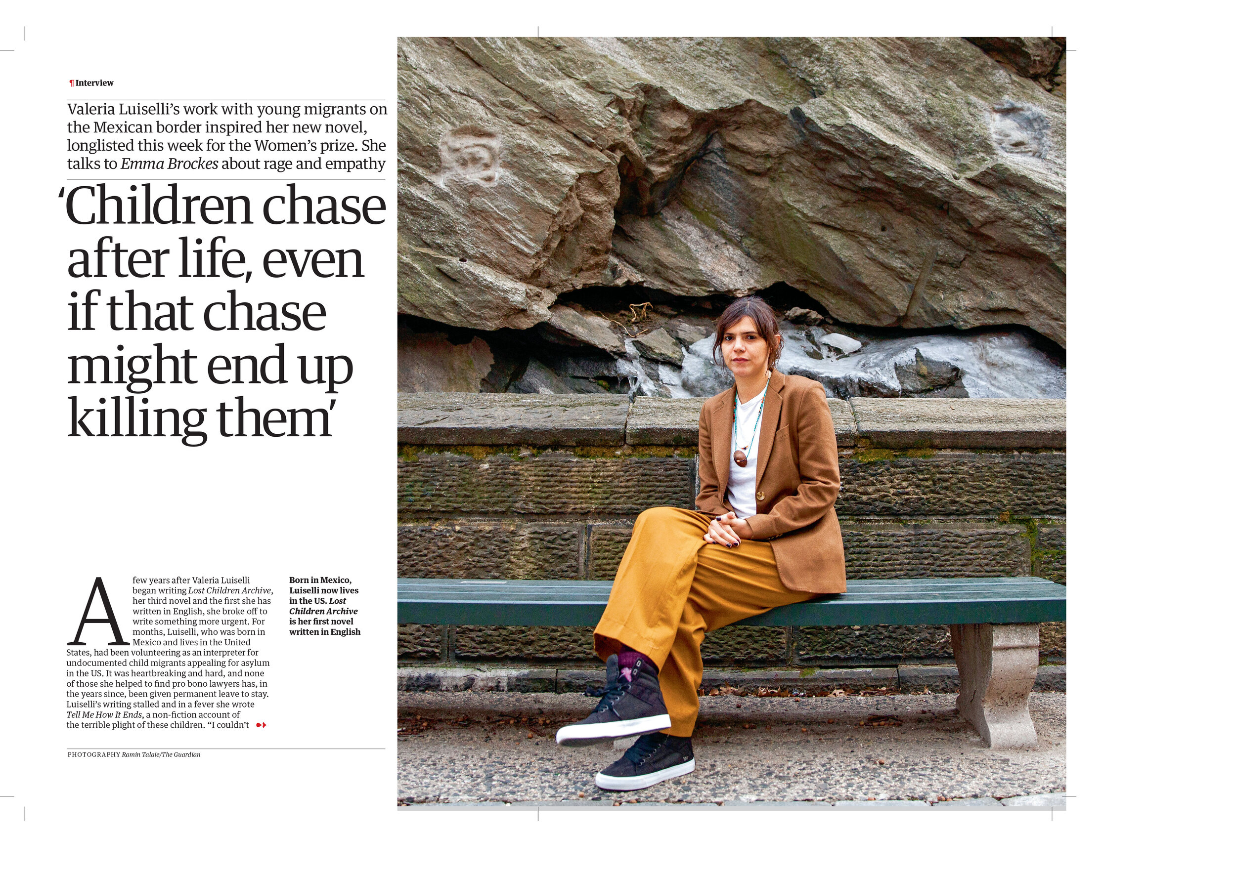 Activist and author Valeria Luiselli for The Guardian