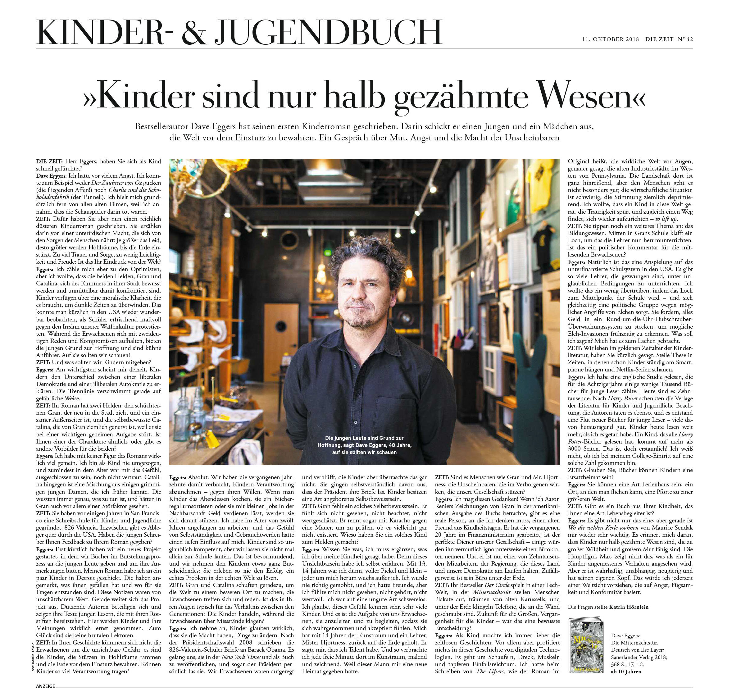 Author Dave Eggers for Die Zeit