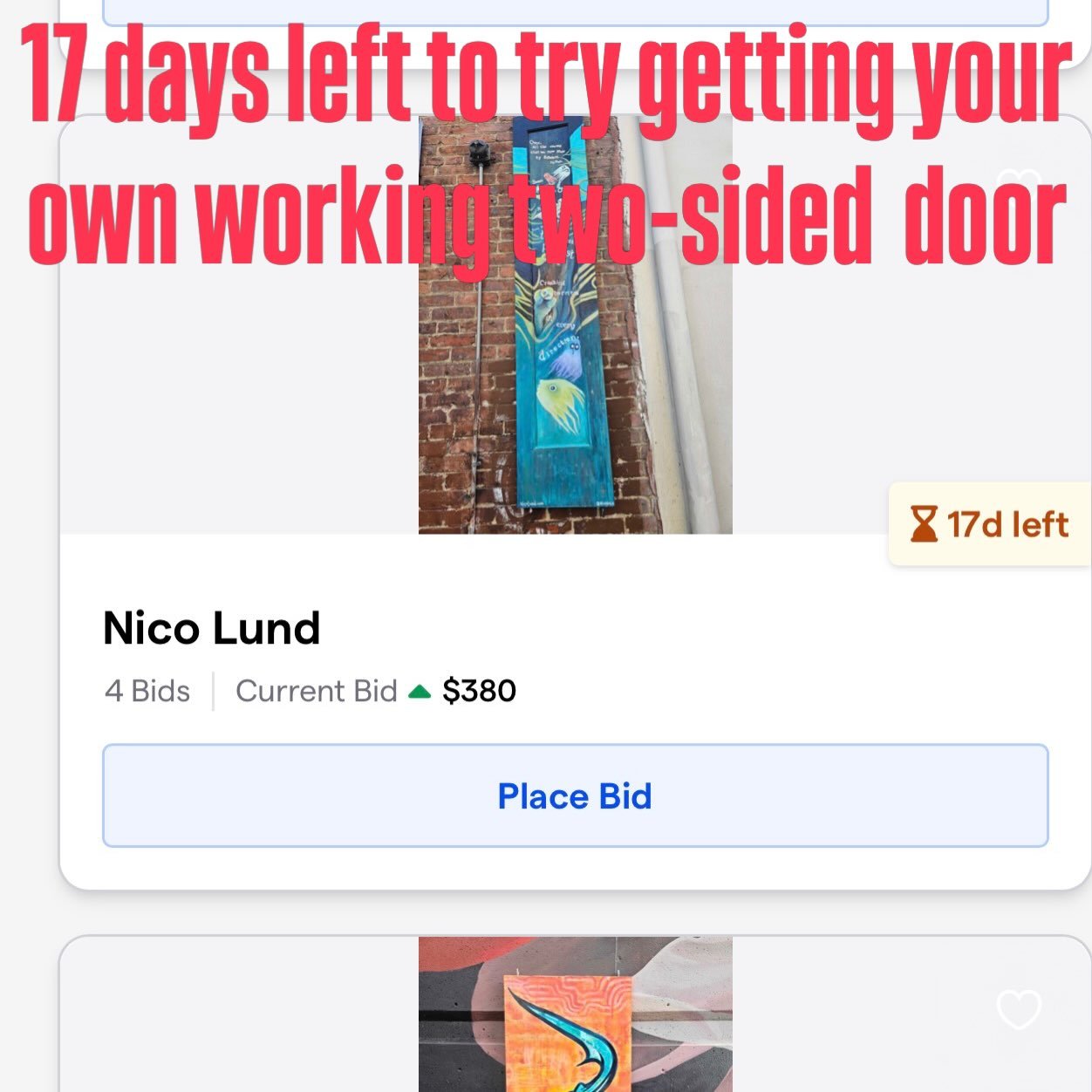 Link in bio!! 
Bullet points: 
- two art pieces for the price of one not very expensive art -relatively speaking ! 
- all proceeds go to the @downtownbham partnership 
-it can open AND close if you hang correctly 
-it also has two original poems and 