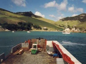  The Subritzki Shipping barge coming into Arid Cove to load stock c.1994. Photo: Mike Waterhouse 