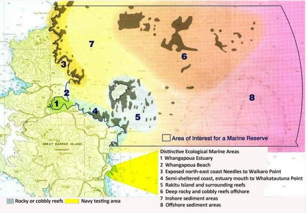  Proposed marine reserve area (2004 application) for NE Great Barrier coast 