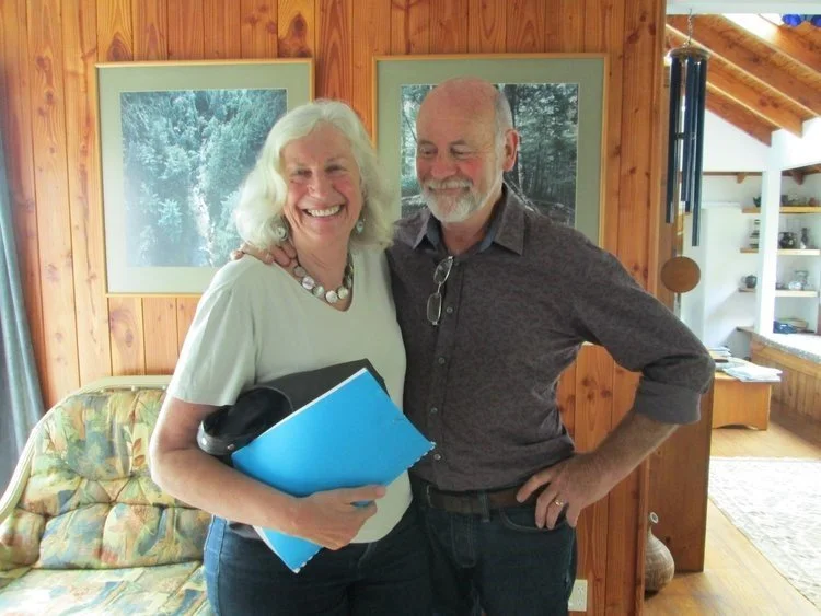   AGBET Patron Dame Anne Salmond with the late Jeremy Salmond at Whare Kotare, Awana, 2014 (Credit: Jenni Ogden)  