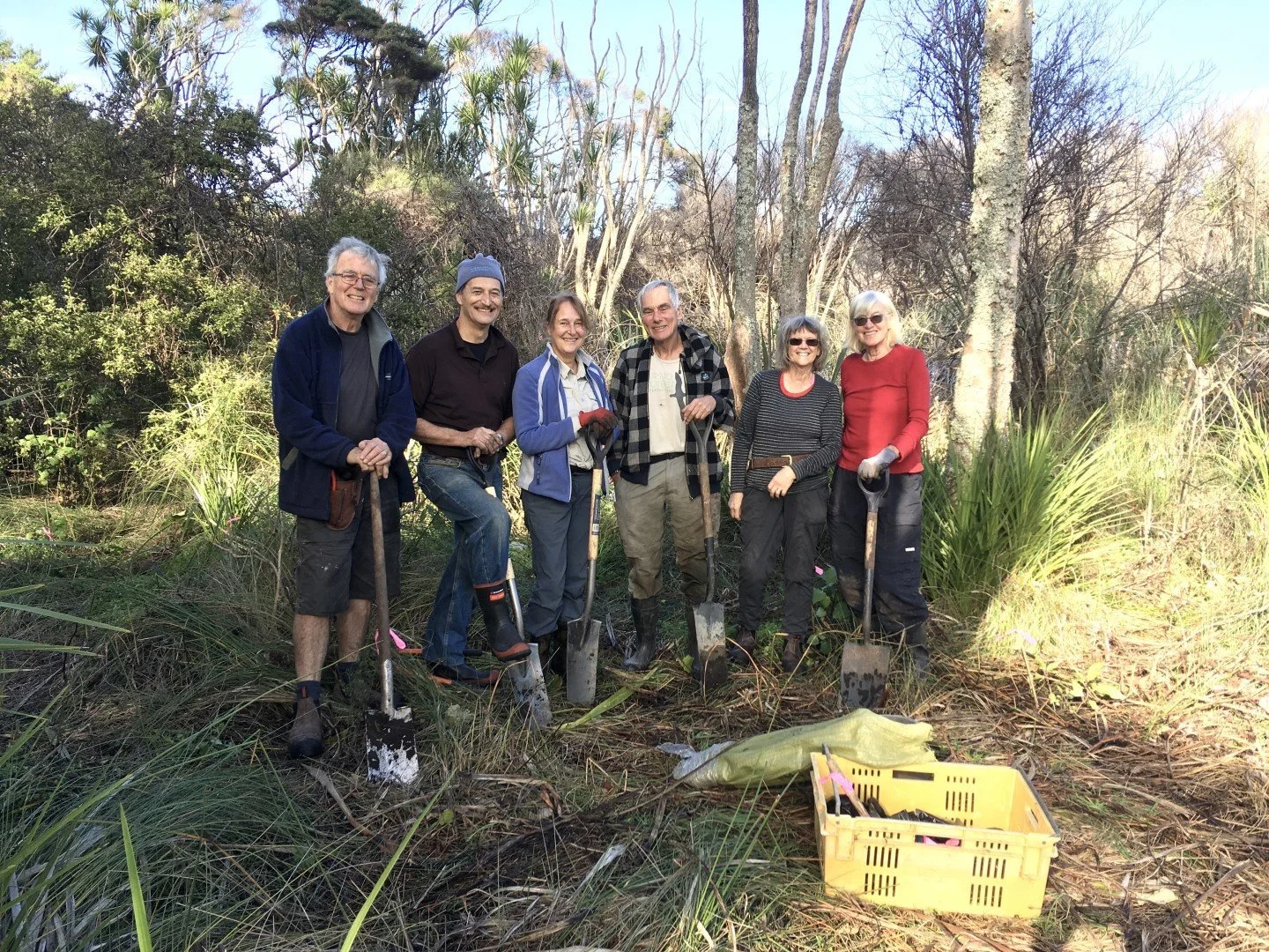   An OME volunteer group: Kim Bannister, Raoul Stuart, Jennifer Neads, John Ogden, Frances McClure and Margaret Jemmett (Credit: Lotte McIntyre)  