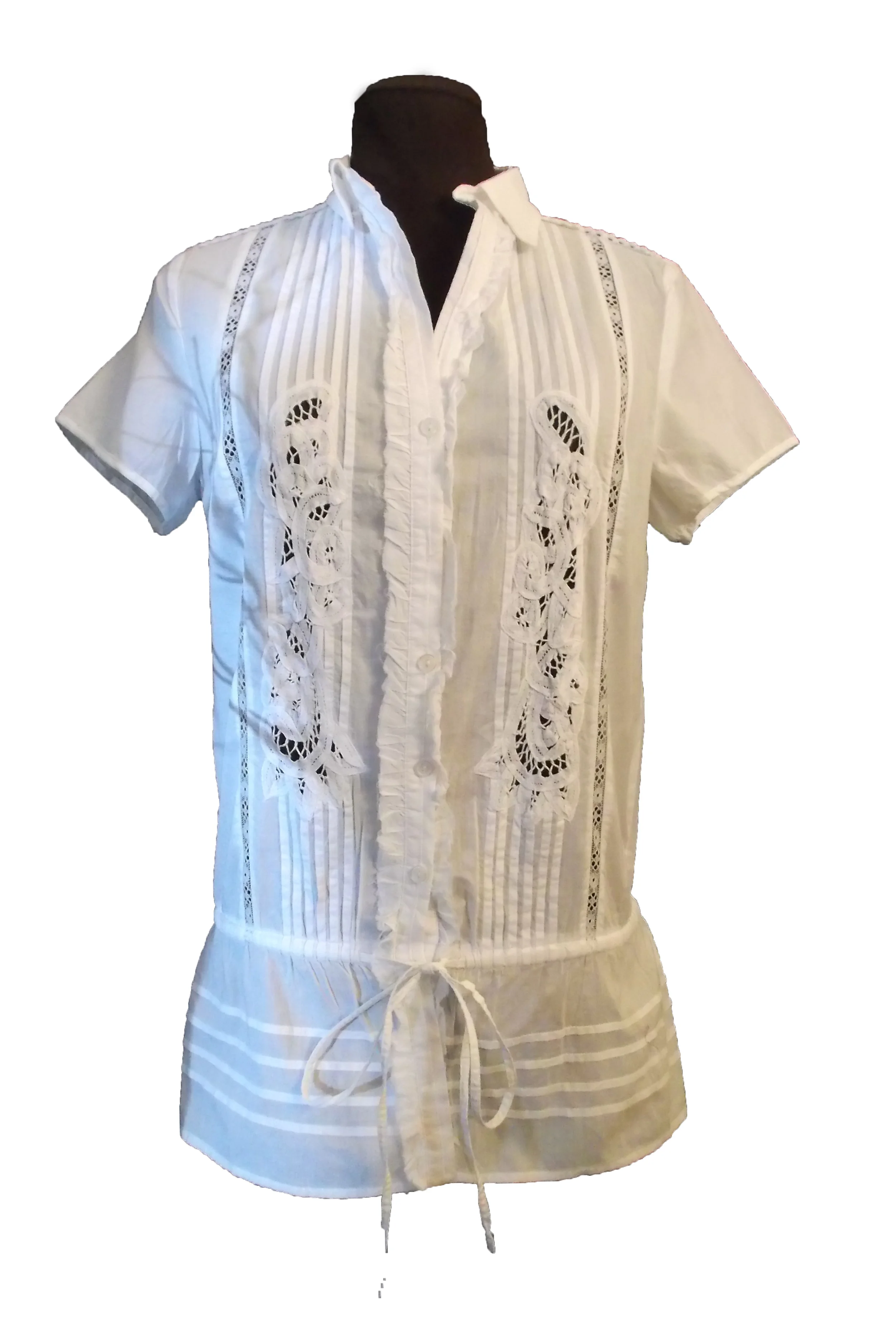 Applique Ruffle Front Shirt l Size M