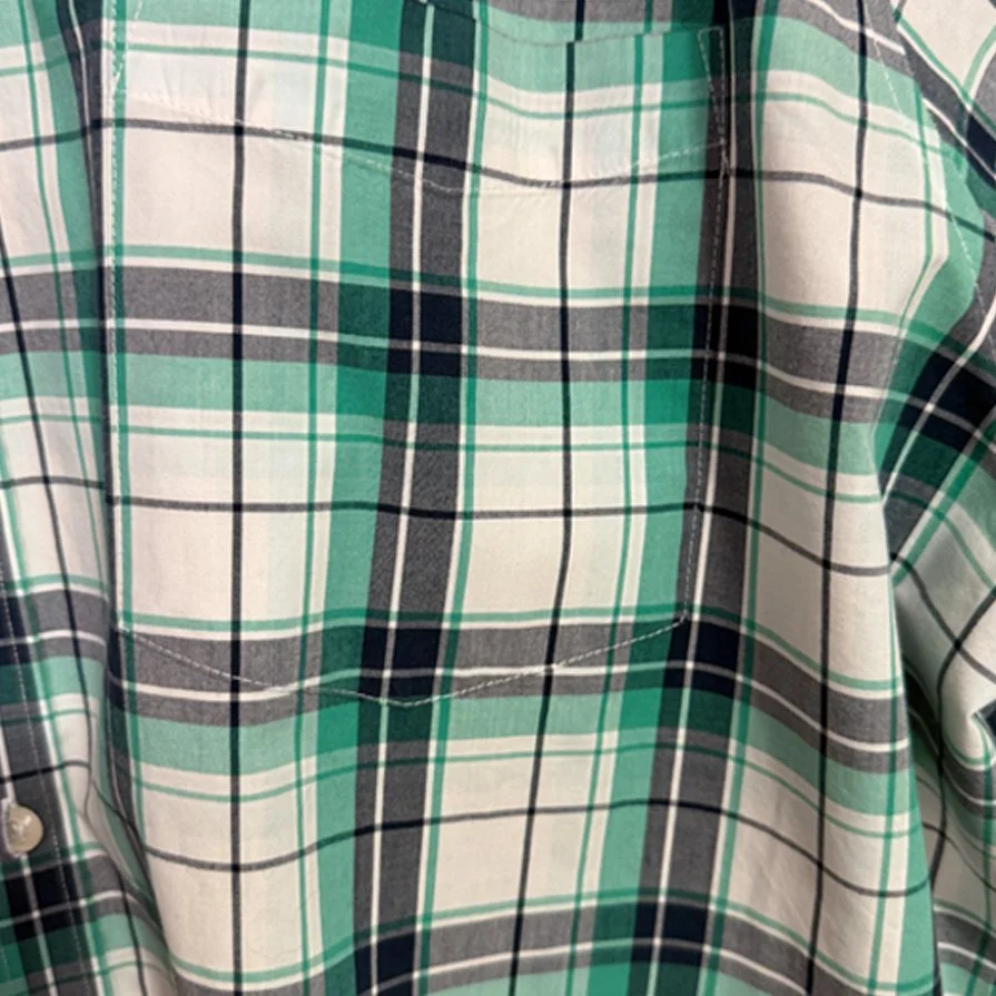 Croft & Barrow Aqua & Gray Plaid Short Sleeve Shirt l Size XXL