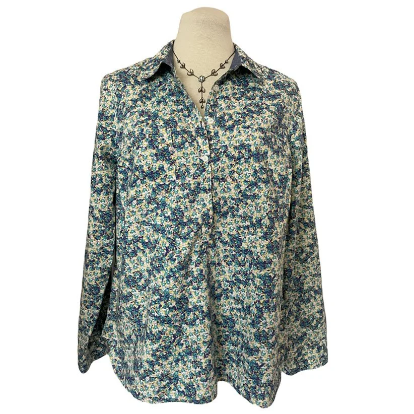 Talbots Floral Half Button Front Top l Size 14P
