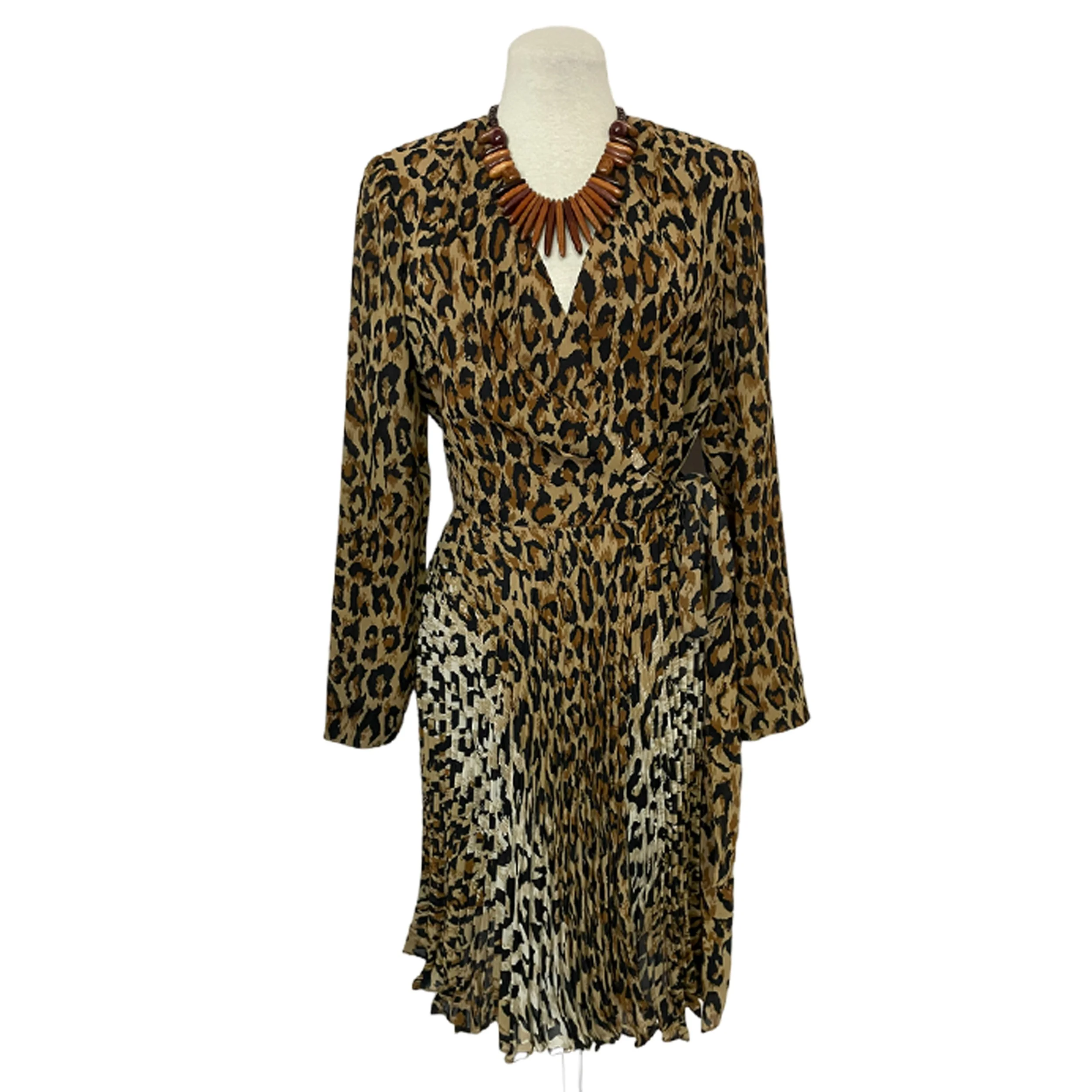 Chetta B Peter Noviello Sherrie Bloom Leopard Wrap Dress l Size 6