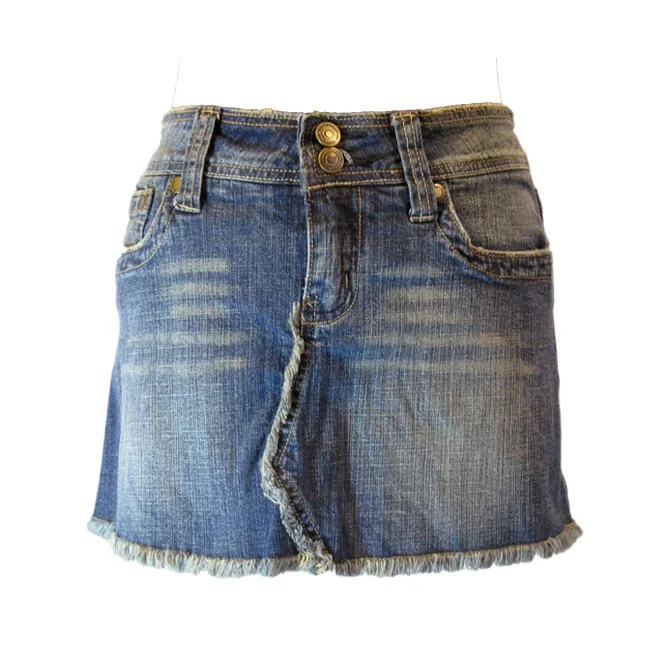 Hydraulic Denim Mini Skirt l Size 7/8