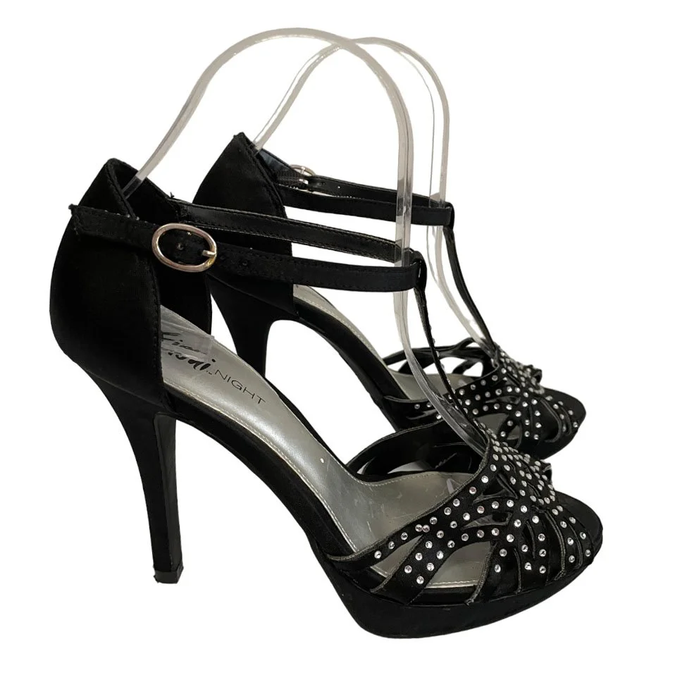 Fioni Night Satin Rhinestone Shoes l Size 6.5