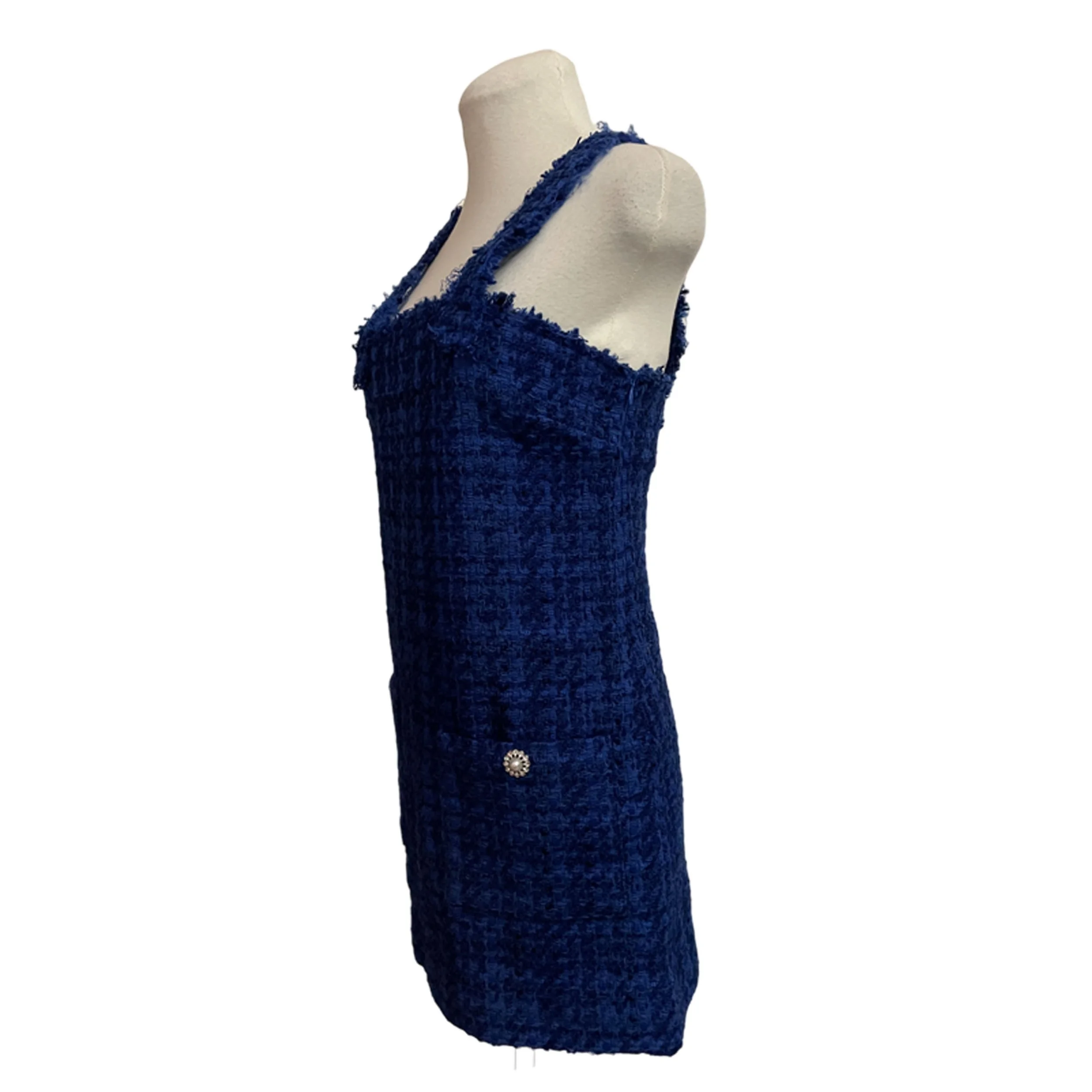 blue tweed dress zara Manon blue tweed sequined mini dress main image 1