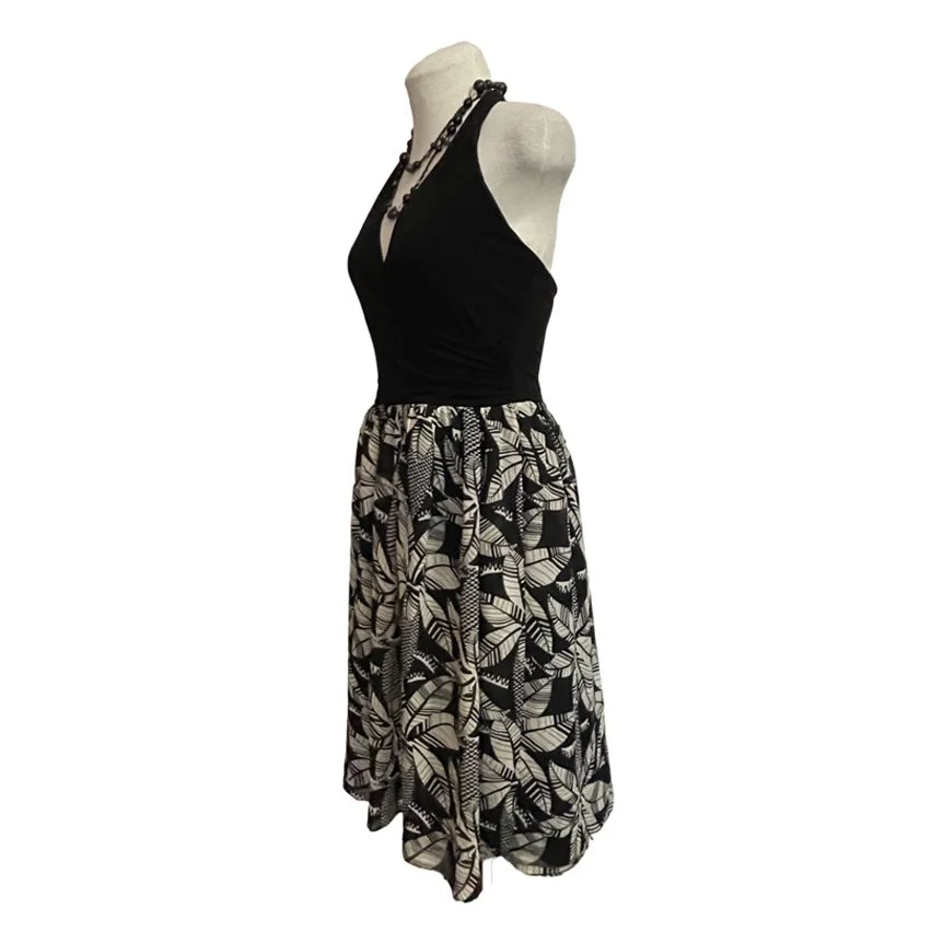 London Times Black Floral Halter Dress l Size 6