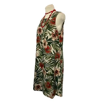 Anne Klein Floral Tropical Green Print Sleeveless Dress l Size 6