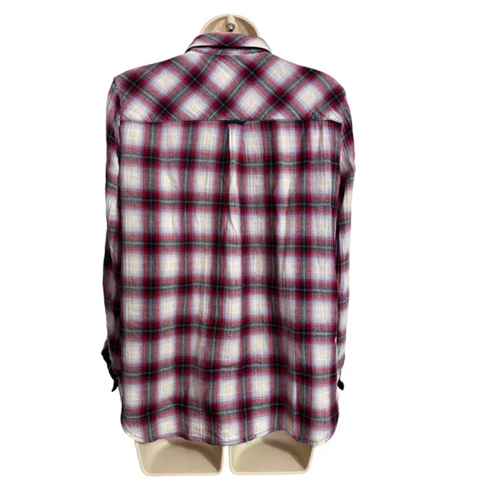 Kut From The Kloth Flannel Plaid Snap Front Long Sleeve Shirt l Size S