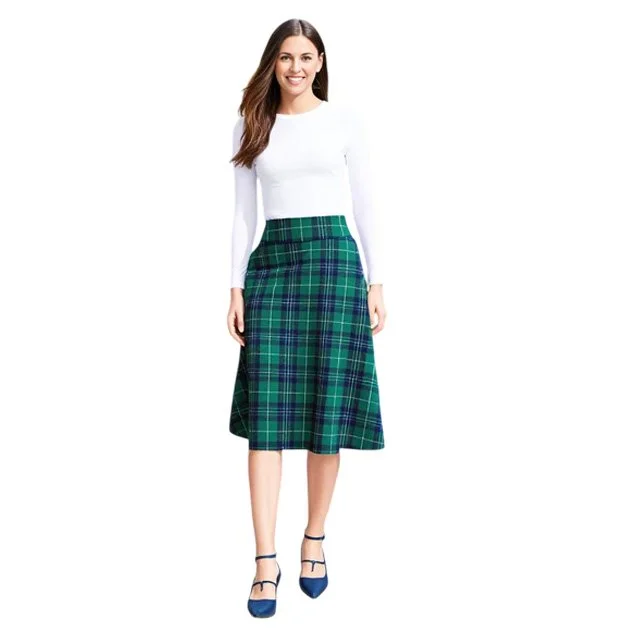 Unique Vintage Green Tartan Plaid A-line Skirt l Size M