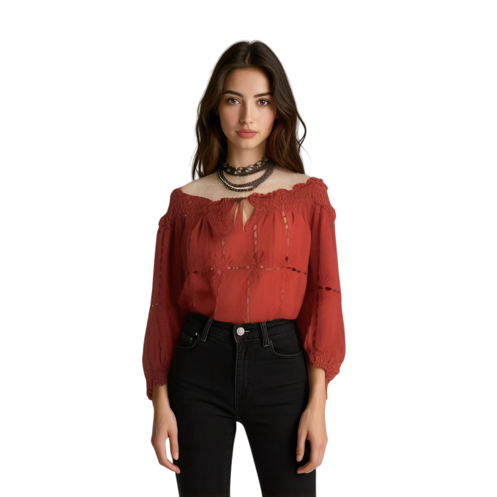 INC International Concepts Coral Off the Shoulder Elastic Bottom Top l Size 0