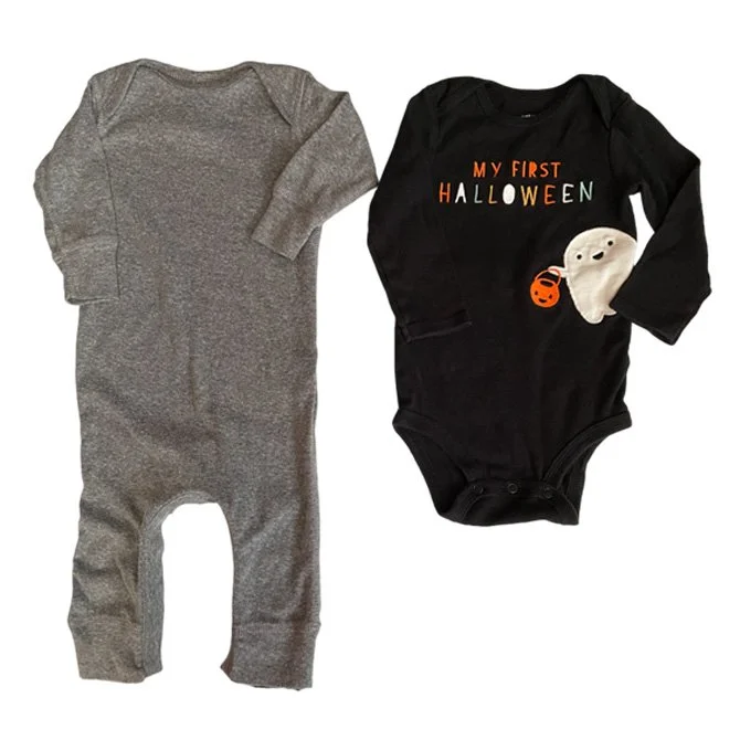 Carter's Just One You & Rabbit Skins One Piece Black and Gray Bundle l Size 12 Months