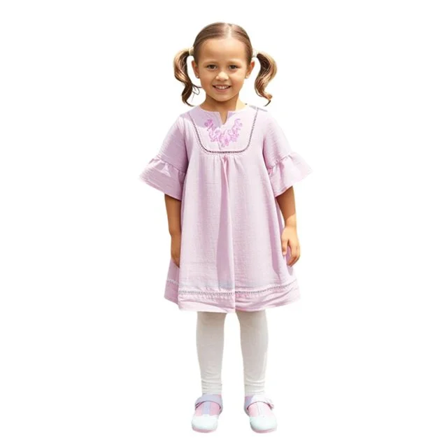 open lace back dress Angele Pink Corduroy Smocked Dress main image 1