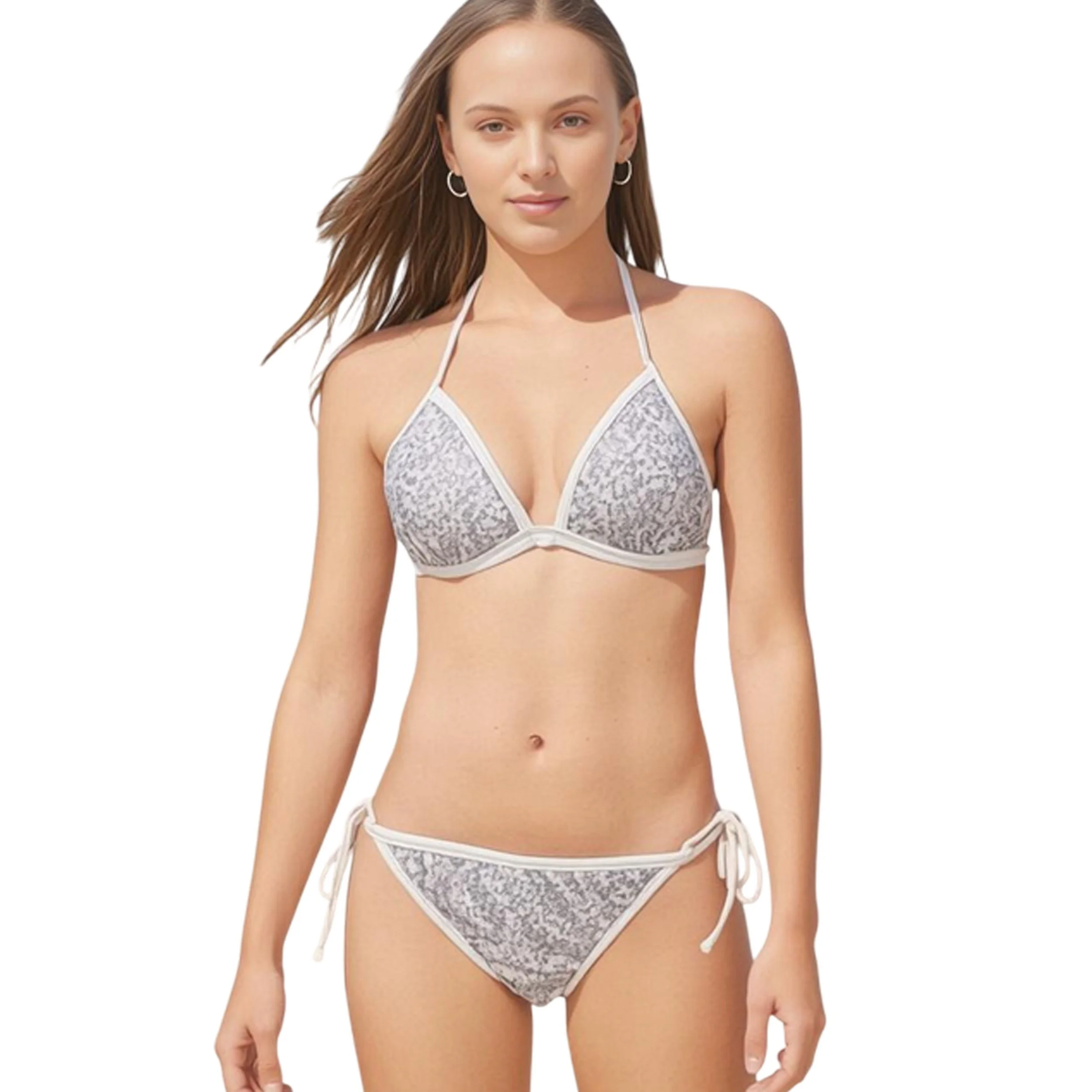 Venus White & Silver Sequin Bikini and Wrap Cover-up l Size L