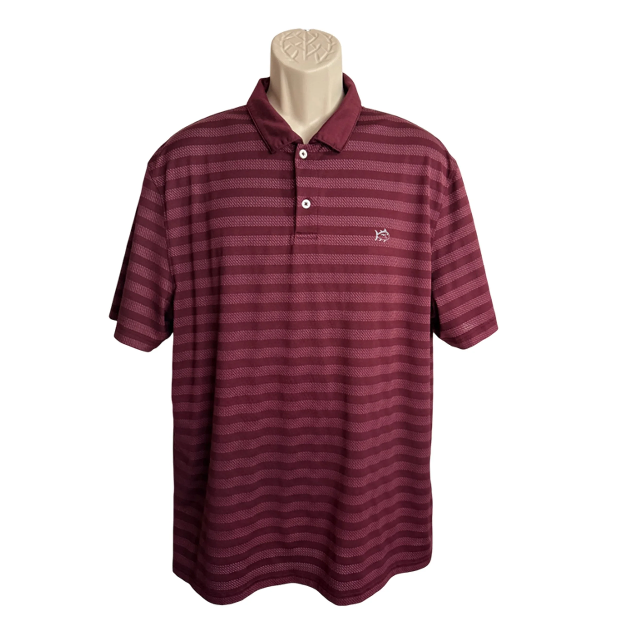 Southern Tide Striped Red Maroon Short Sleeve Polo Shirt l Size XL