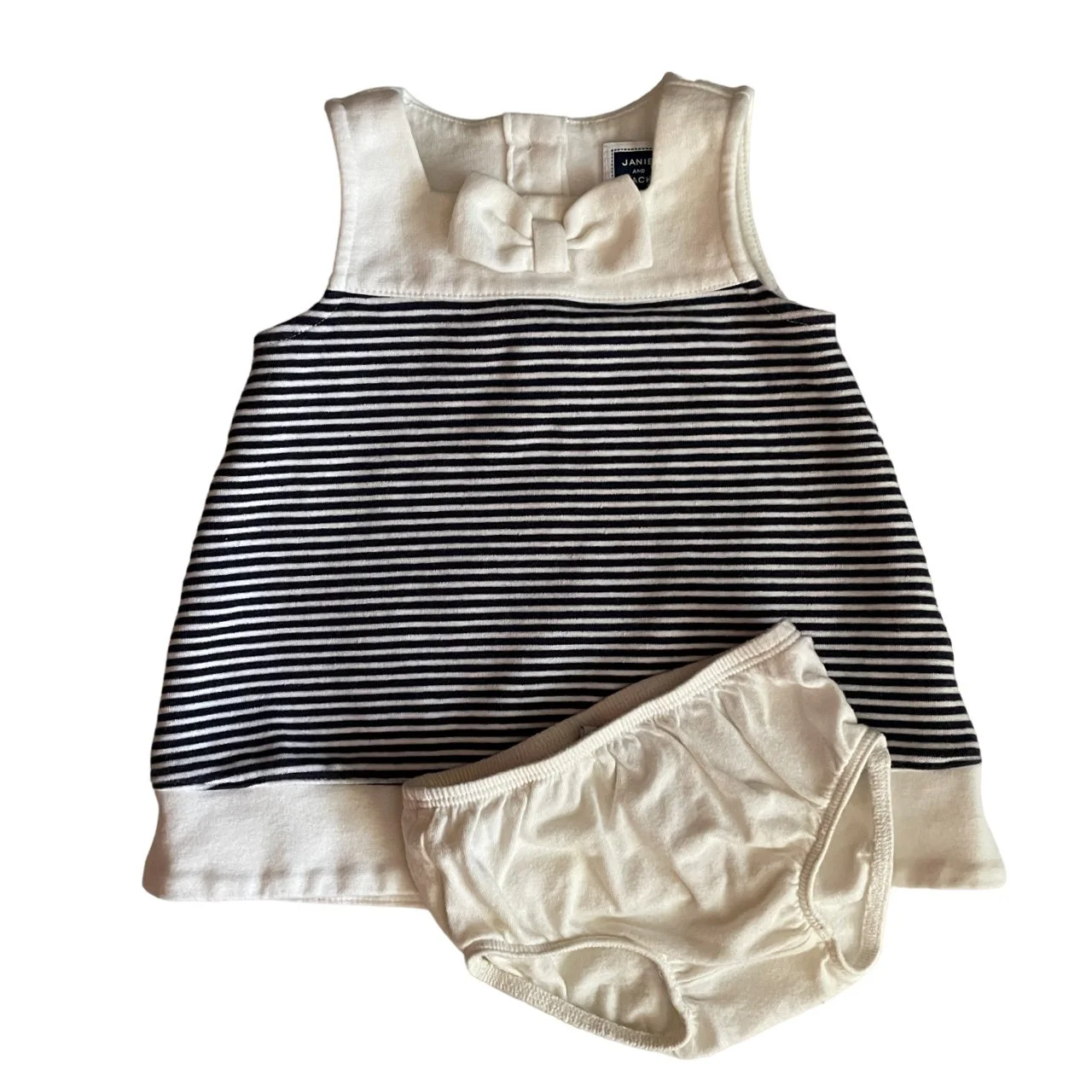 Janie & Jack Blue Ivory Striped Sleeveless Dress l Size 3-6 Months