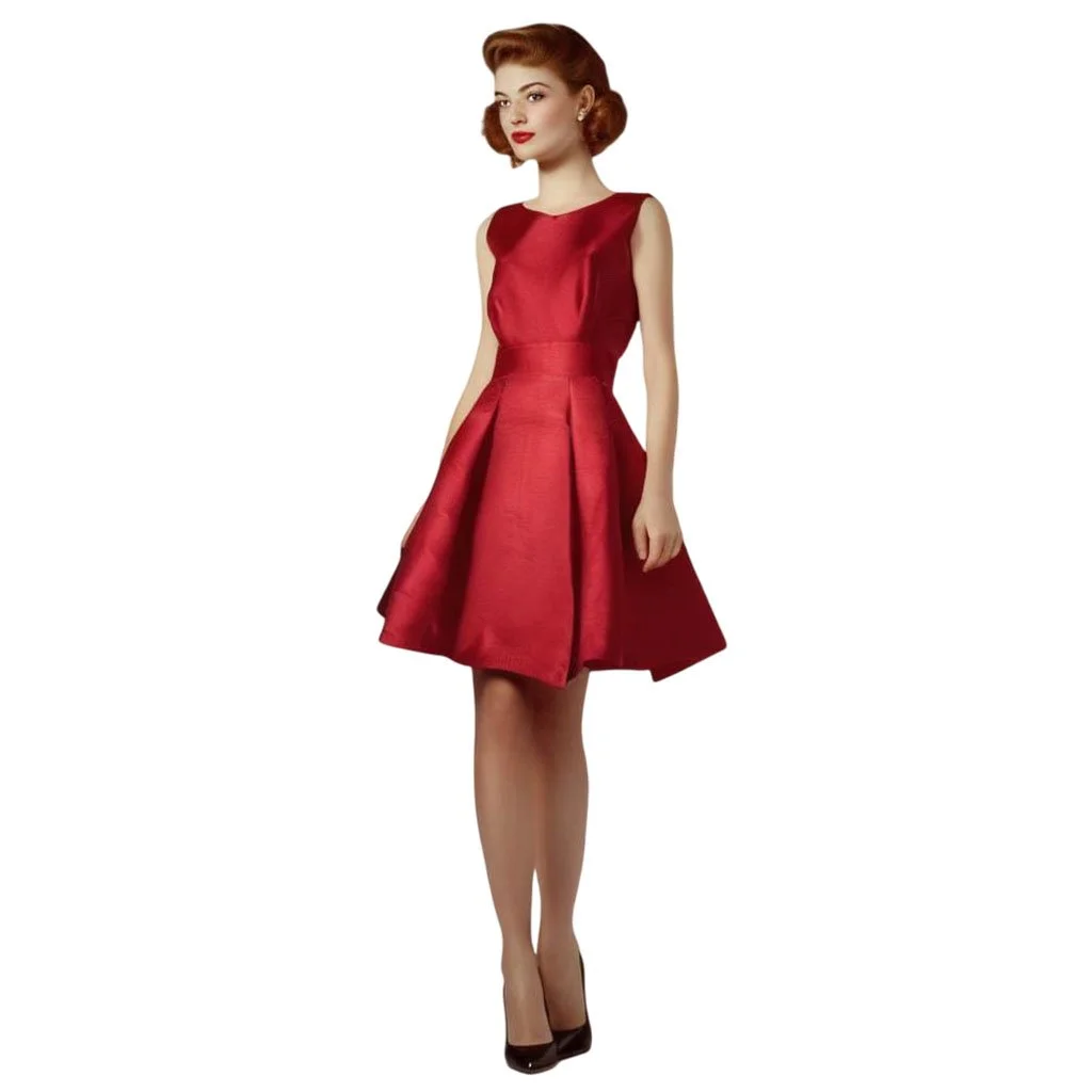 Kate Spade Ruby Red Satin Cocktail Sleeveless with Back Bow Dress l Size 6
