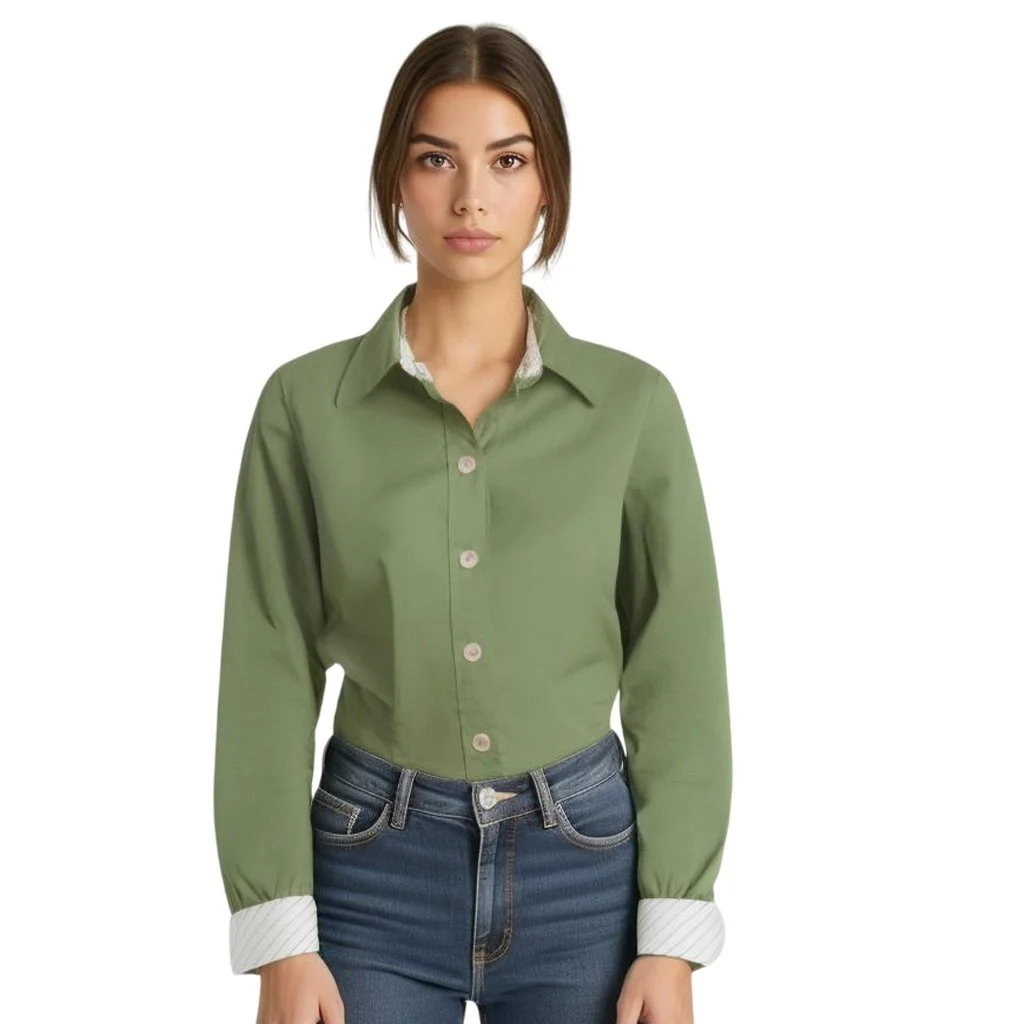 Old Navy Green Button Down Perfect Fit Stretch Shirt l Size S