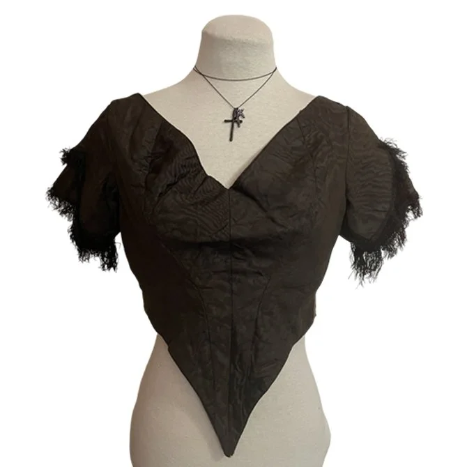 Vintage Brocade Black Corset Bustier Size S/M