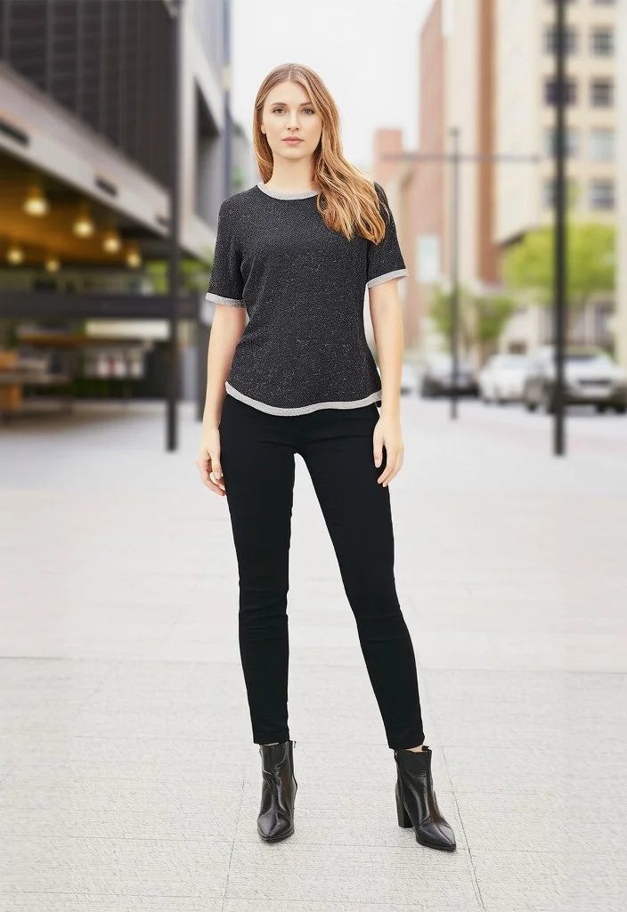 CAbi Dark Gray Coco Boucle Short Sleeve Sweater Top l Size M