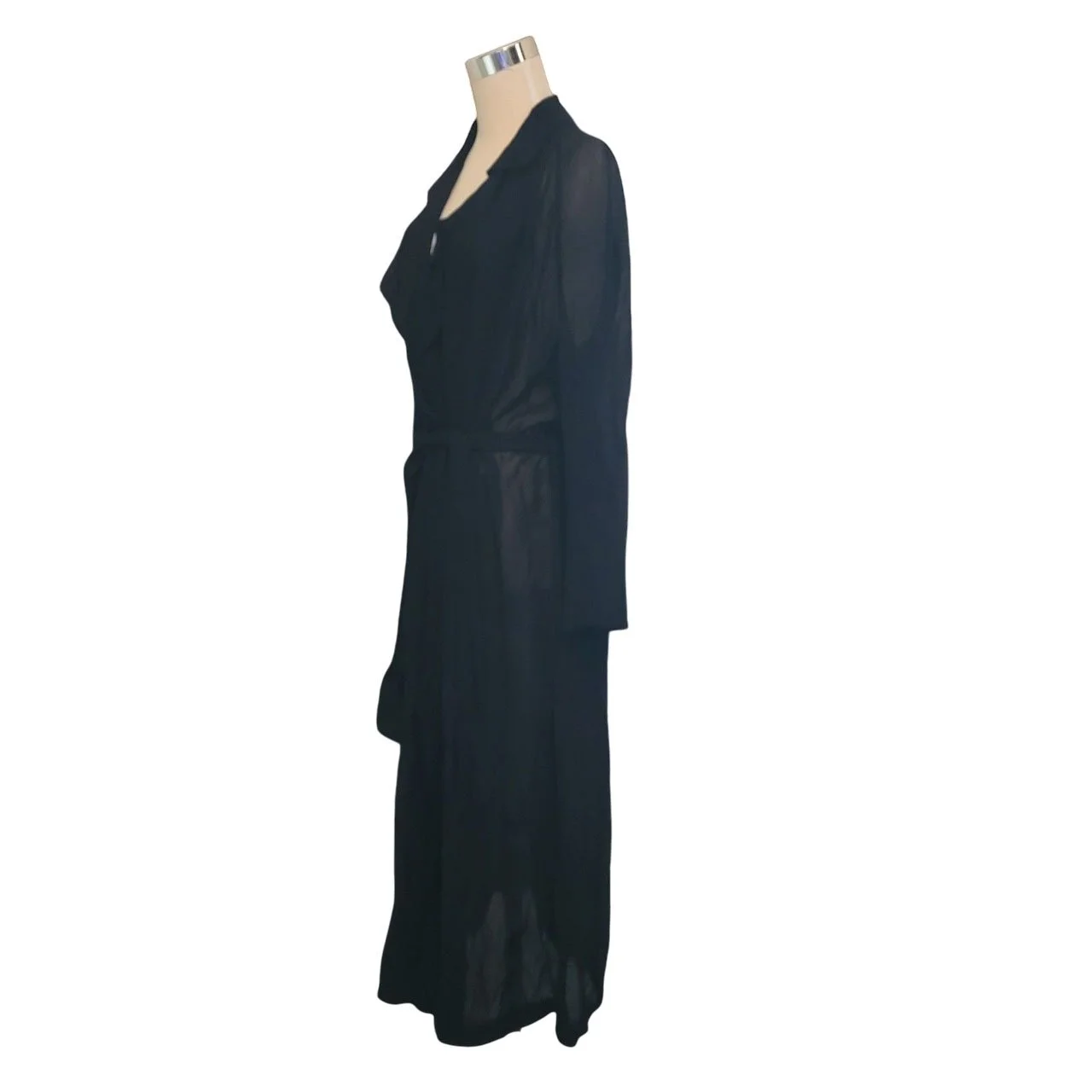 Zara Woman Studio Black Sheer Trench Robe l Size M