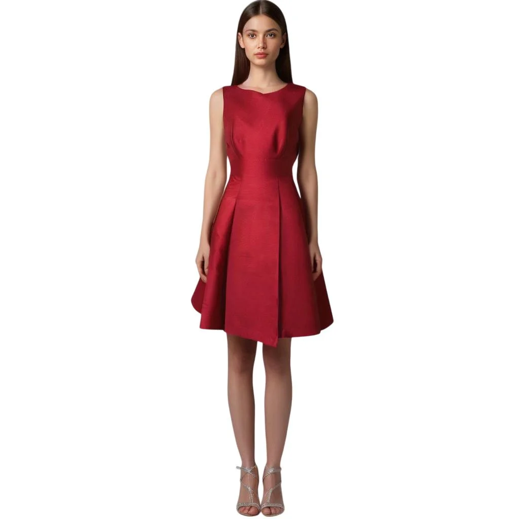Kate Spade Ruby Red Satin Cocktail Sleeveless with Back Bow Dress l Size 6