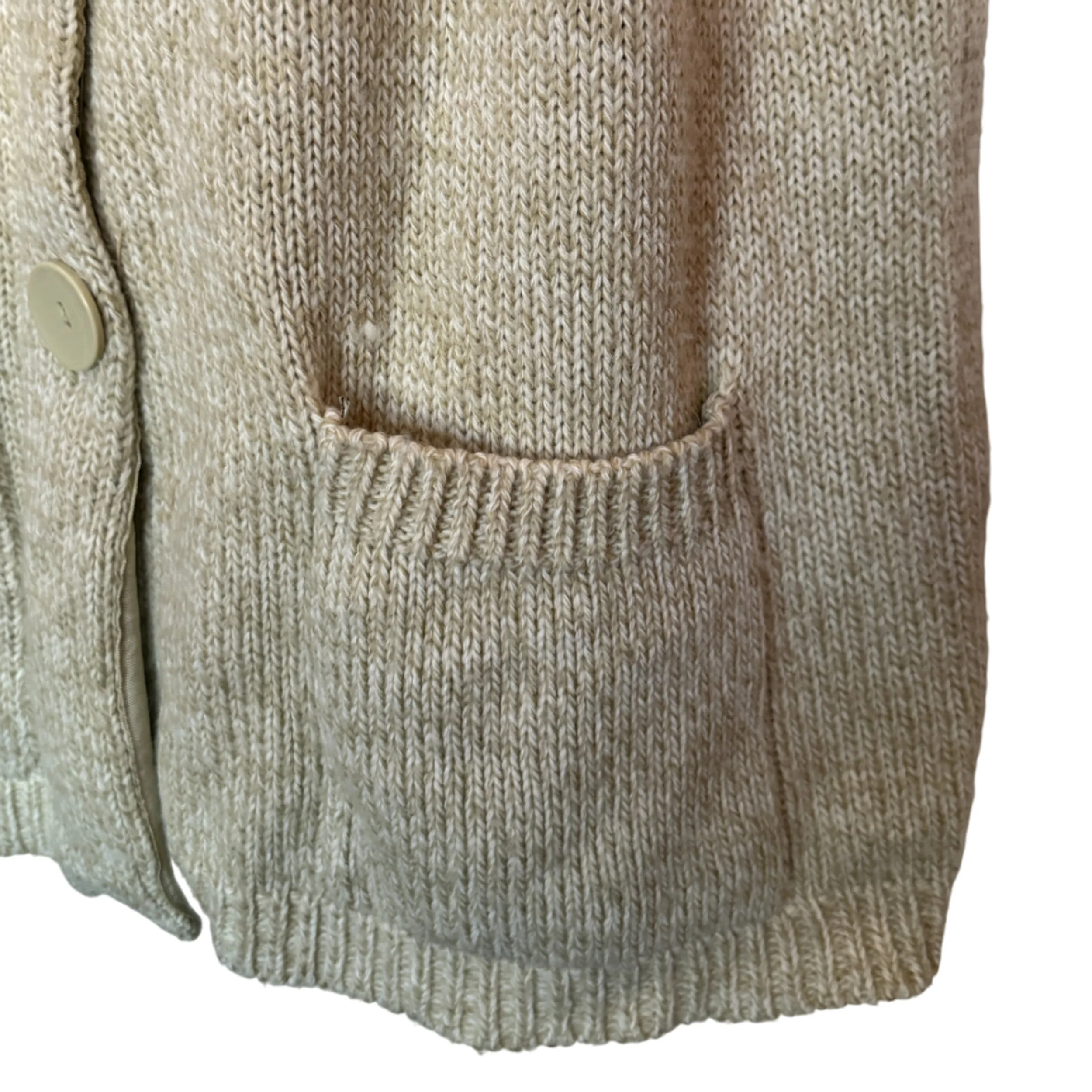 Level Eight Beige Button Front Short Sleeve Sweater l Size S