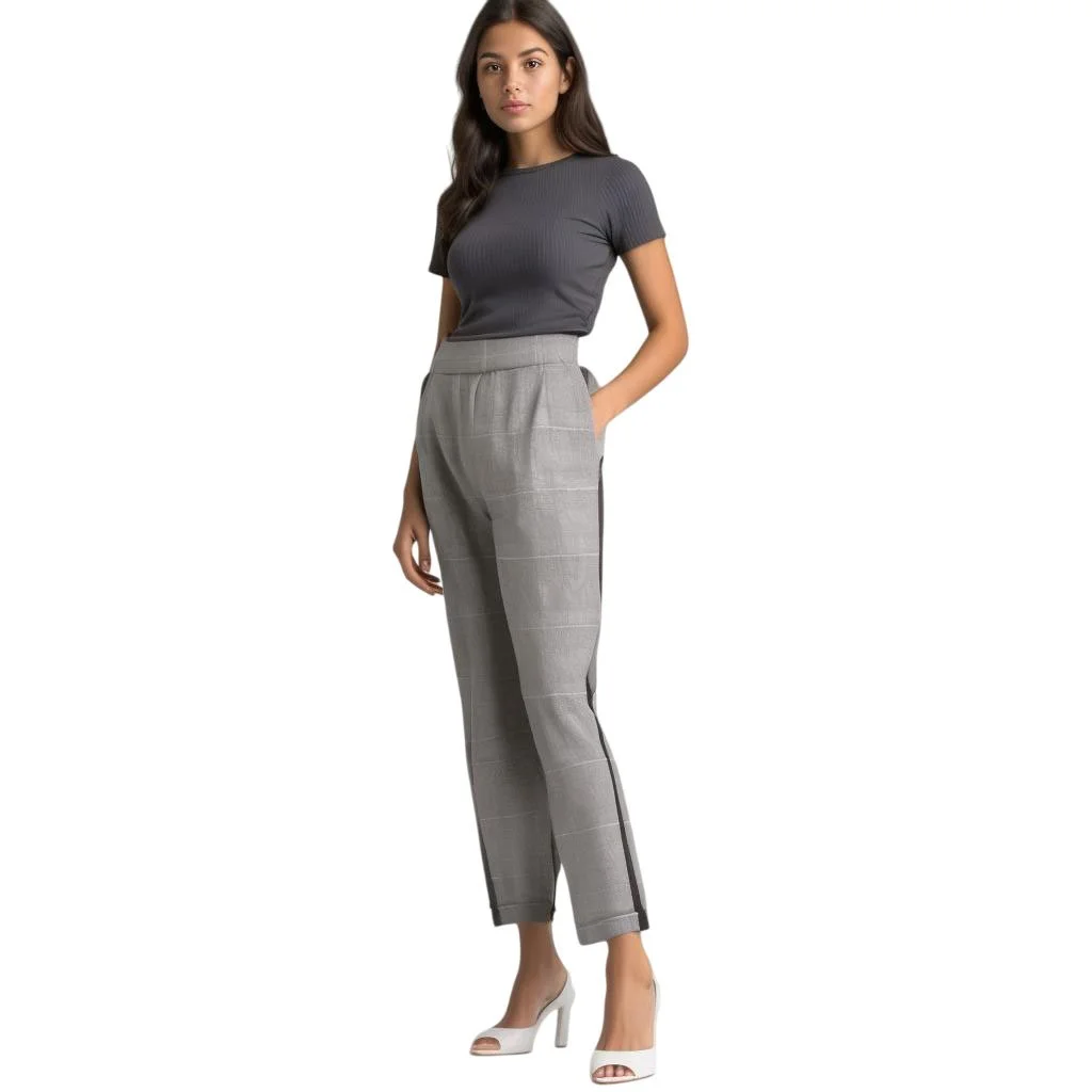 Cotton:On Pleated Front Plaid With Black Side Stripe Pants l Size SP