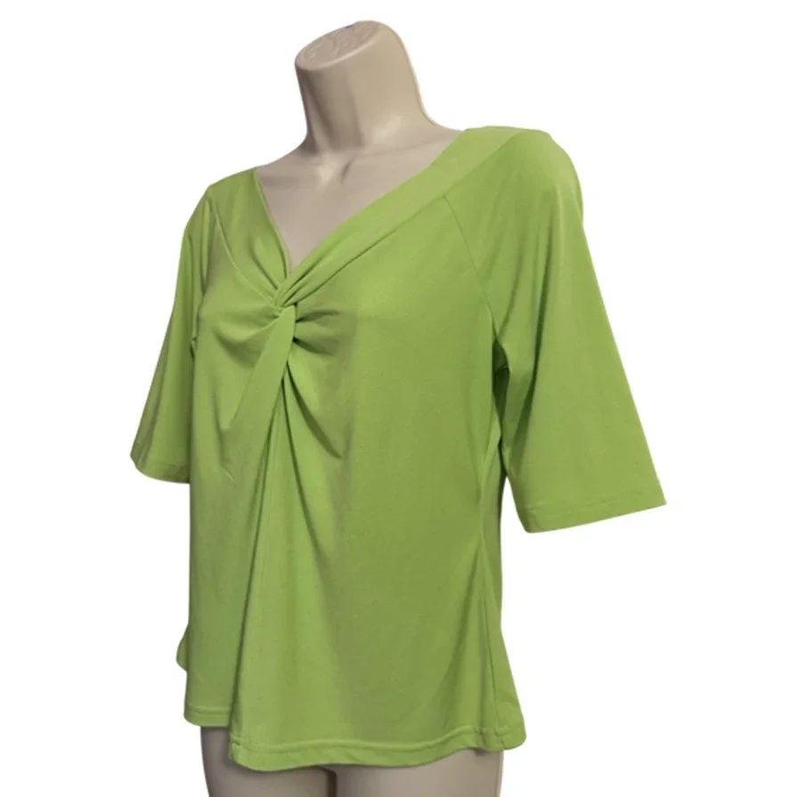 R-Q-T Knot Front Green Short Sleeve Top l Size M