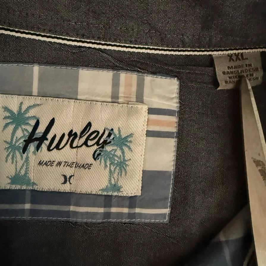 Hurley Blue & White Plaid Short Sleeve Button Down Shirt l Size XXL