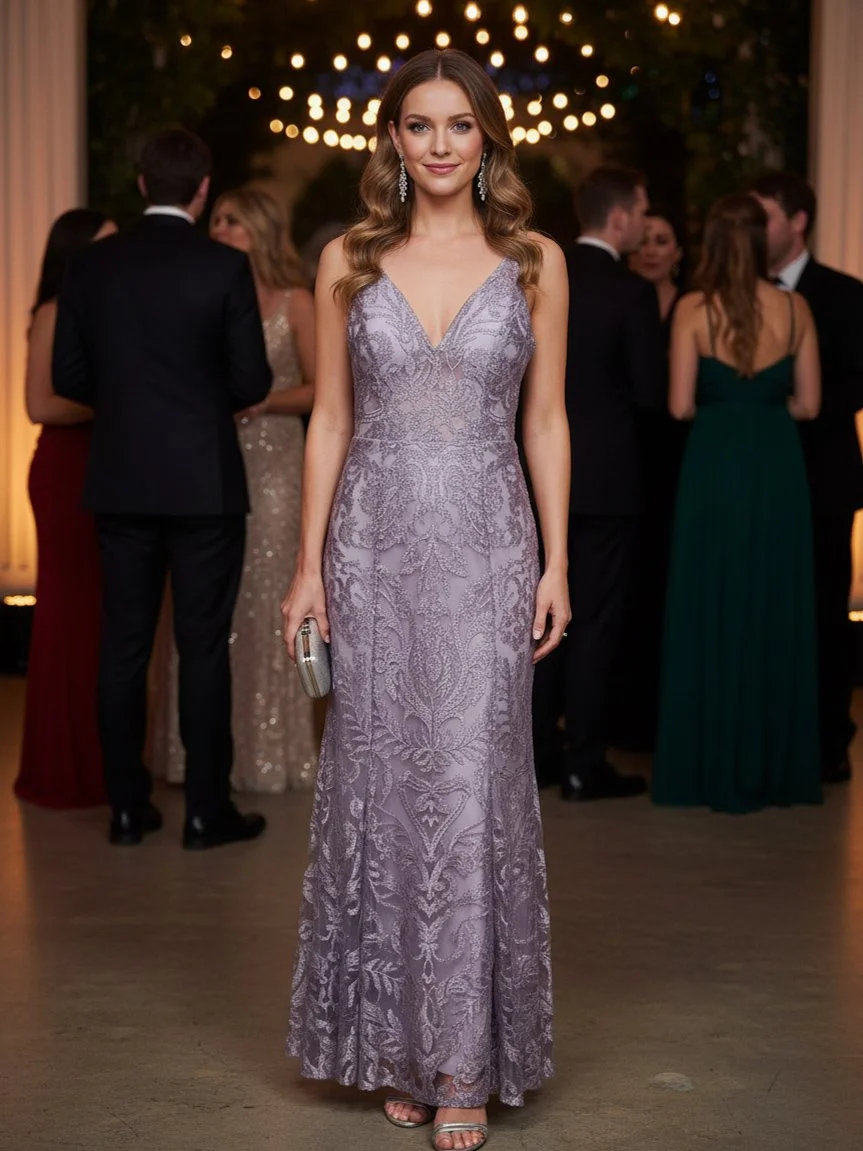 Speechless Lavender Floral Lace Maxi Dress | Floor Length Spaghetti Strap - Size 13