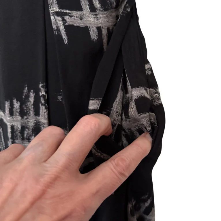 Whimsigoth Black & Gray Pleated Maxi Skirt With a hashtag Print l Size S