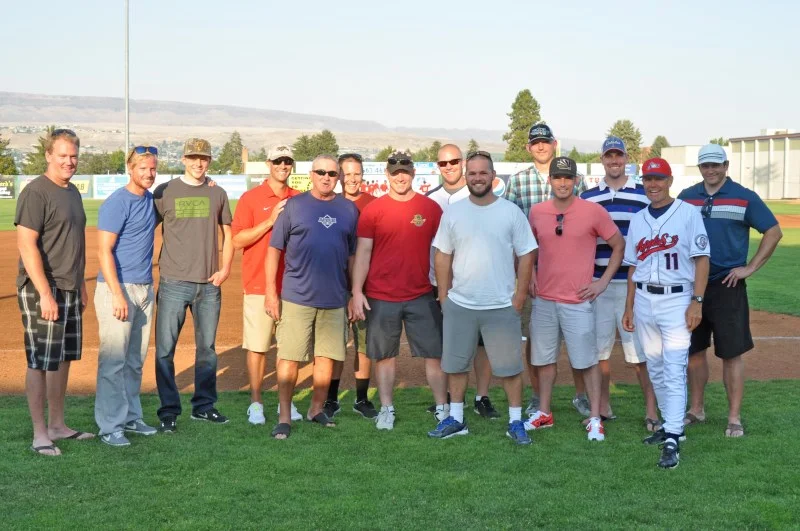 Coach Knaggs was able to celebrate some of his past success with members of his former teams on July 11th, on "Alumni Night" at the ball park. Photo by: Al Grieve - AppleSox Team Photographer