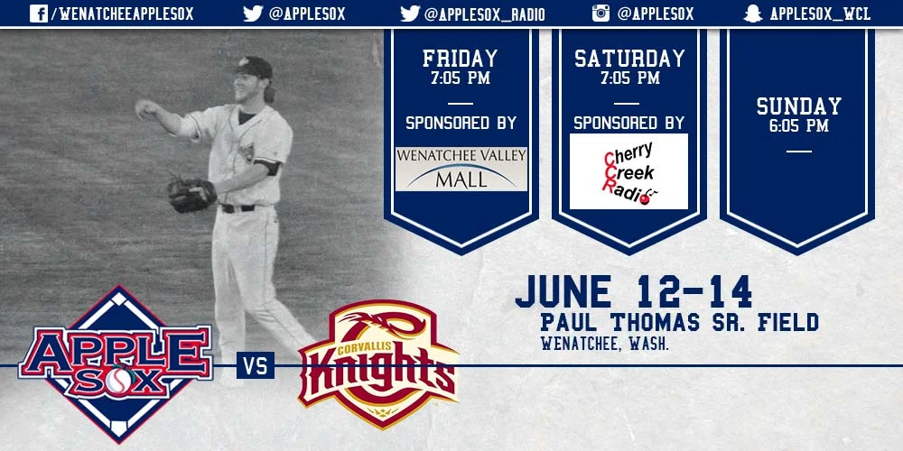 The AppleSox host the Corvallis Knights for a three-game set at Paul Thomas Sr. Field. The two winningest franchises in WCL history go toe-to-toe starting Friday night at 7:05 p.m.