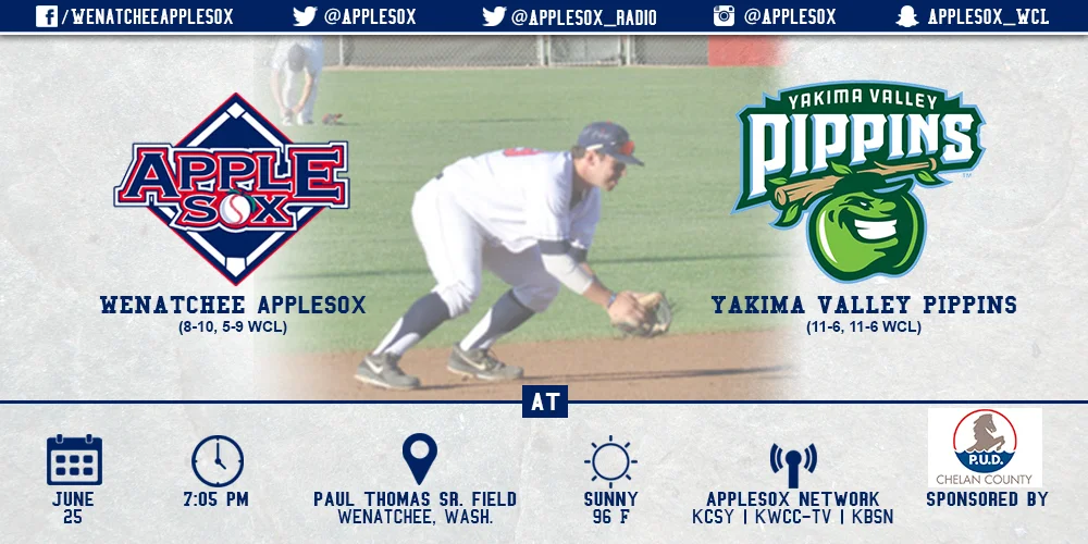 The AppleSox and Pippins square off in game three of the home series, at 7:05 p.m., at Paul Thomas Sr. Field.